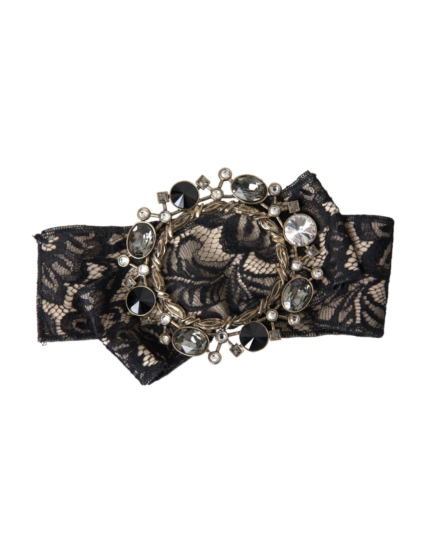 Dolce & Gabbana Spilla per capelli fatta a mano in pizzo nero con cristalli