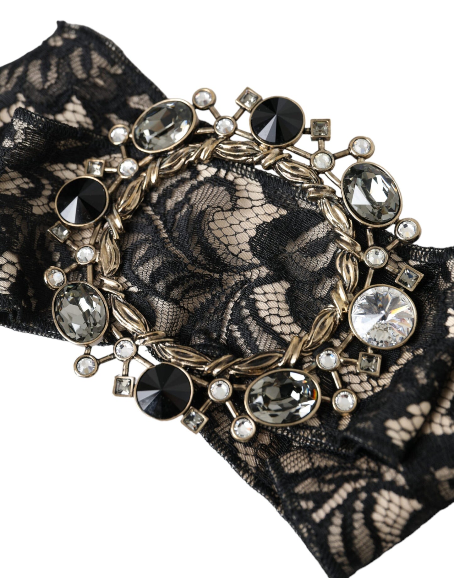 Dolce & Gabbana Spilla per capelli fatta a mano in pizzo nero con cristalli