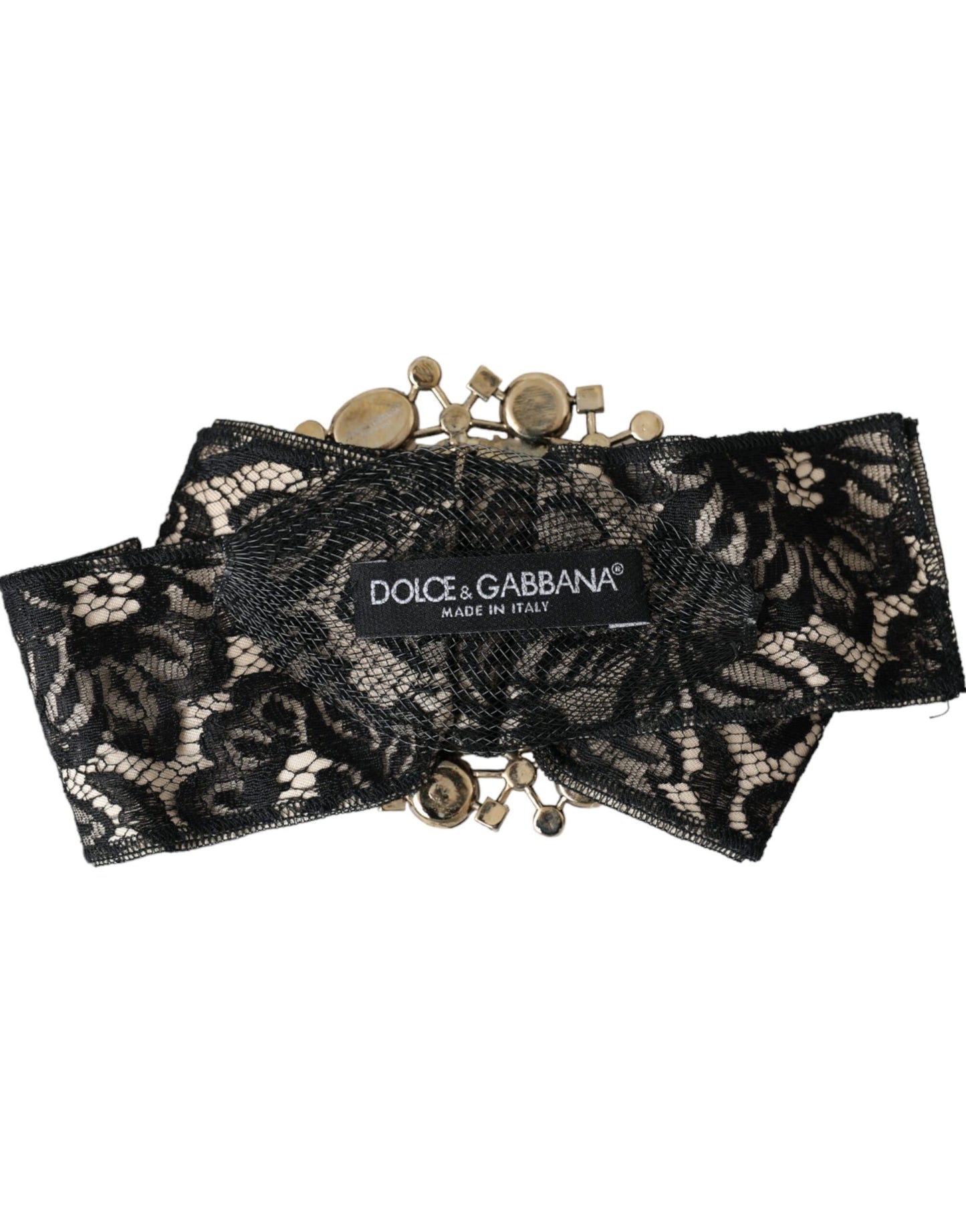 Dolce & Gabbana Spilla per capelli fatta a mano in pizzo nero con cristalli