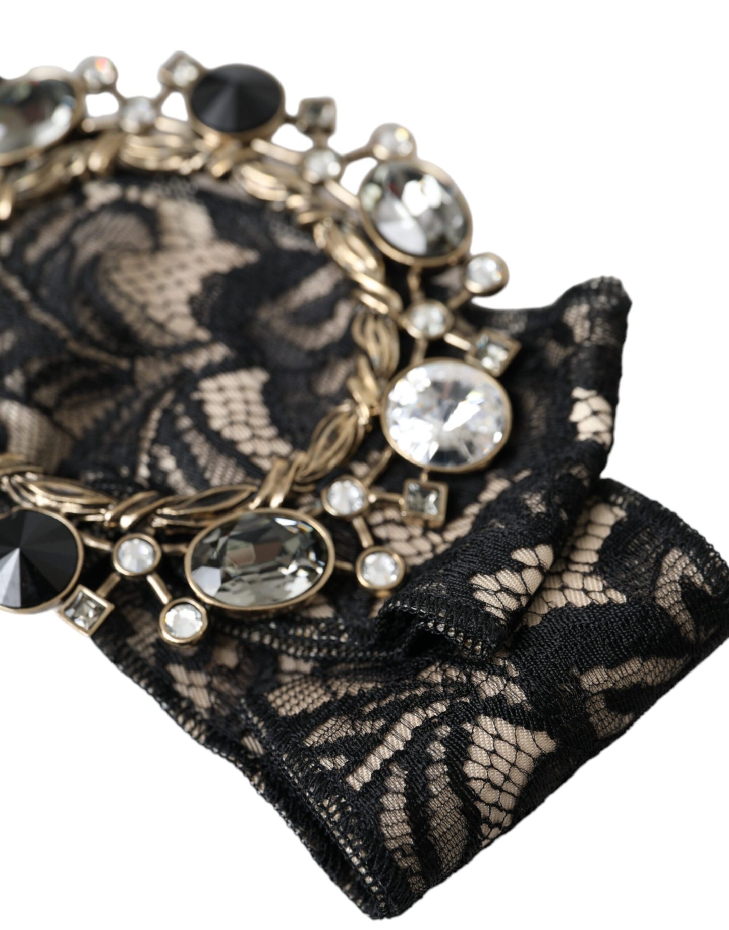 Dolce & Gabbana Spilla per capelli fatta a mano in pizzo nero con cristalli