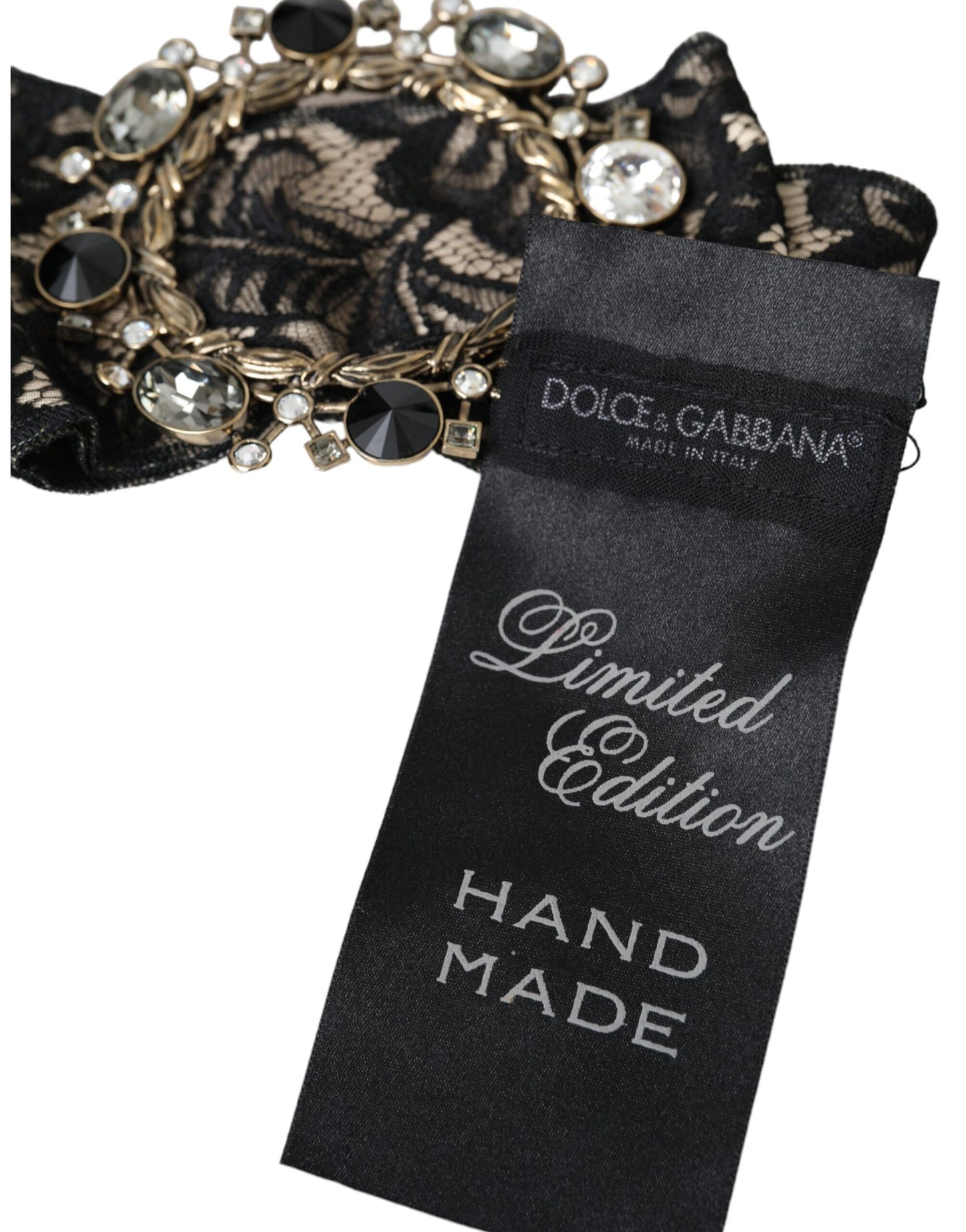 Dolce & Gabbana Spilla per capelli fatta a mano in pizzo nero con cristalli