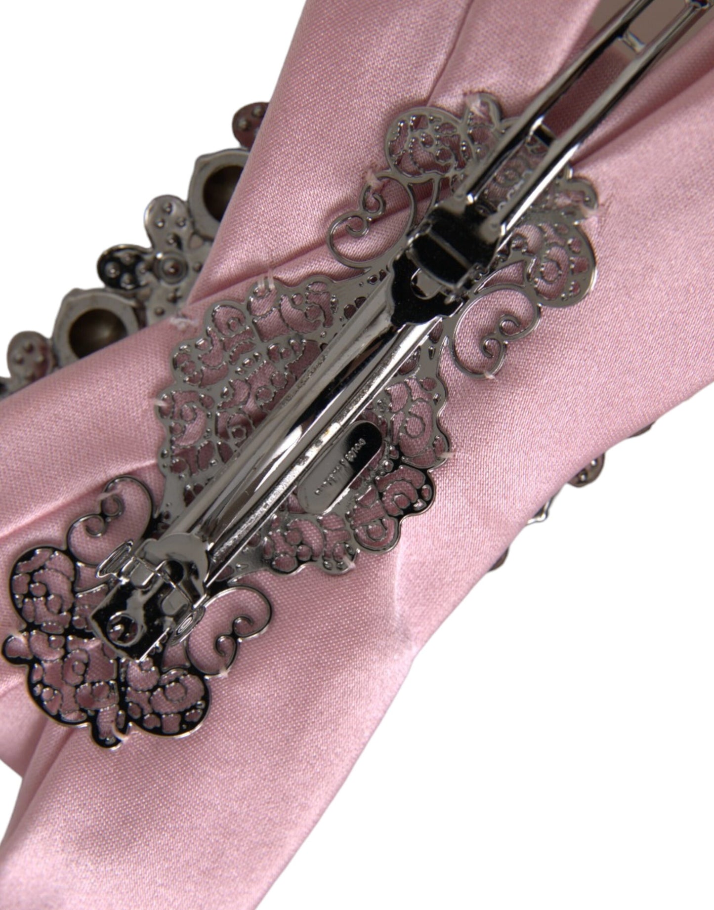 Dolce & Gabbana Spilla per capelli con cristalli in raso rosa