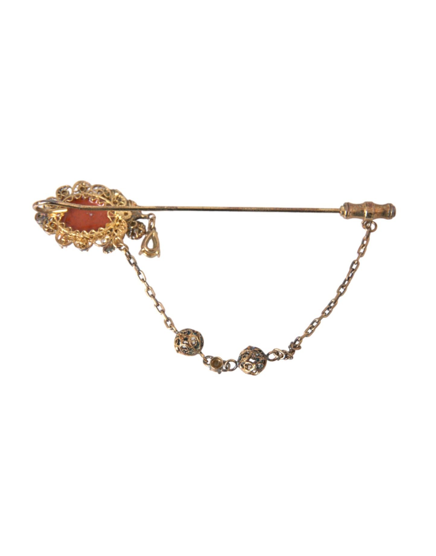 Dolce & Gabbana Spilla con catena in ottone dorato e cristalli in argento sterling 925