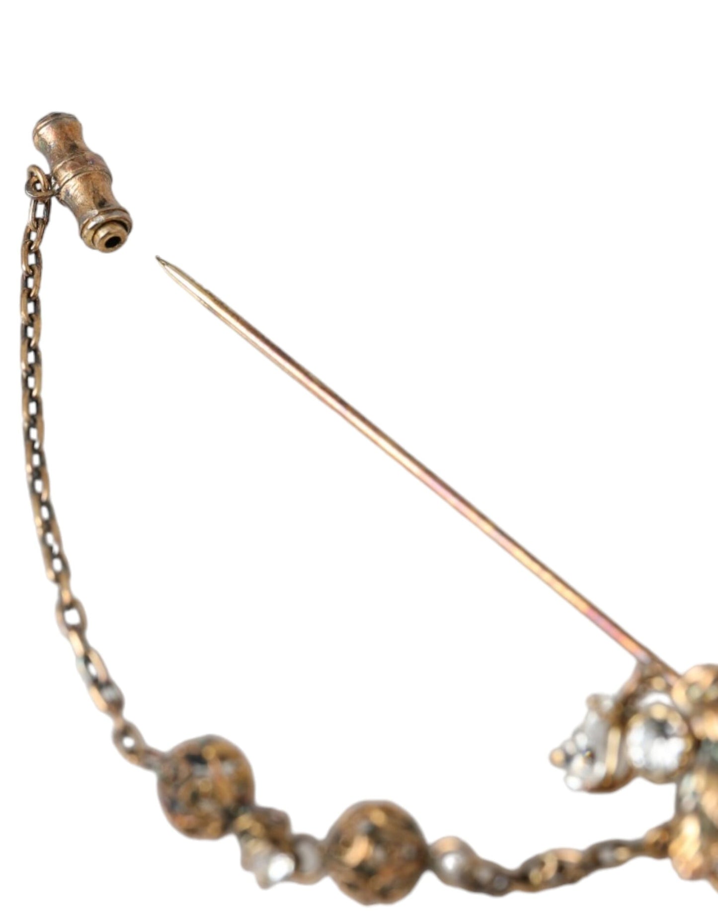 Dolce & Gabbana Spilla con catena in ottone dorato e cristalli in argento sterling 925