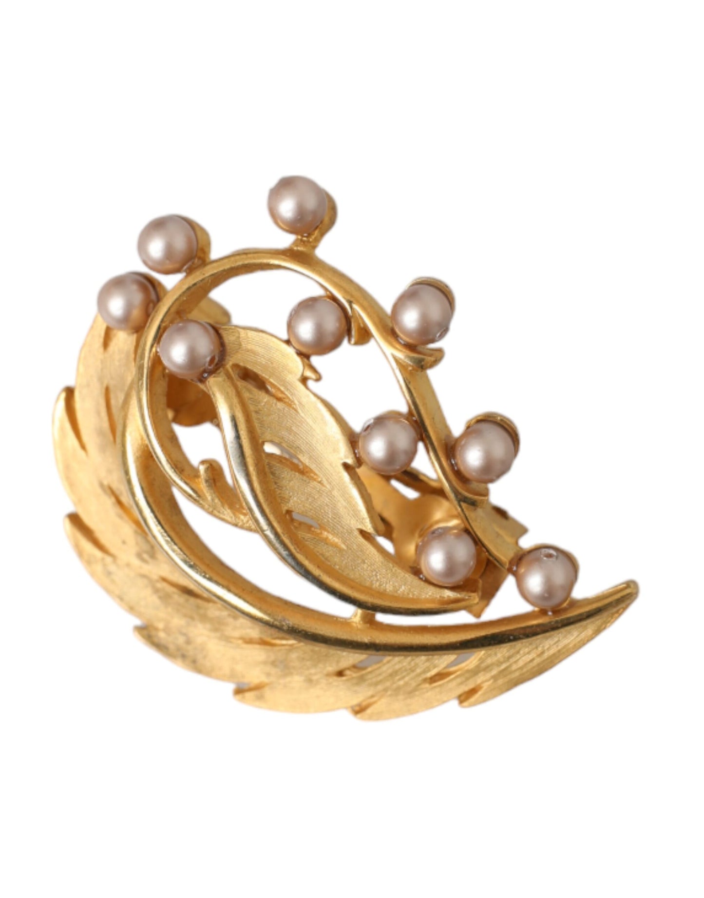 Dolce & Gabbana Spilla per capelli con foglia d'ottone dorata decorata