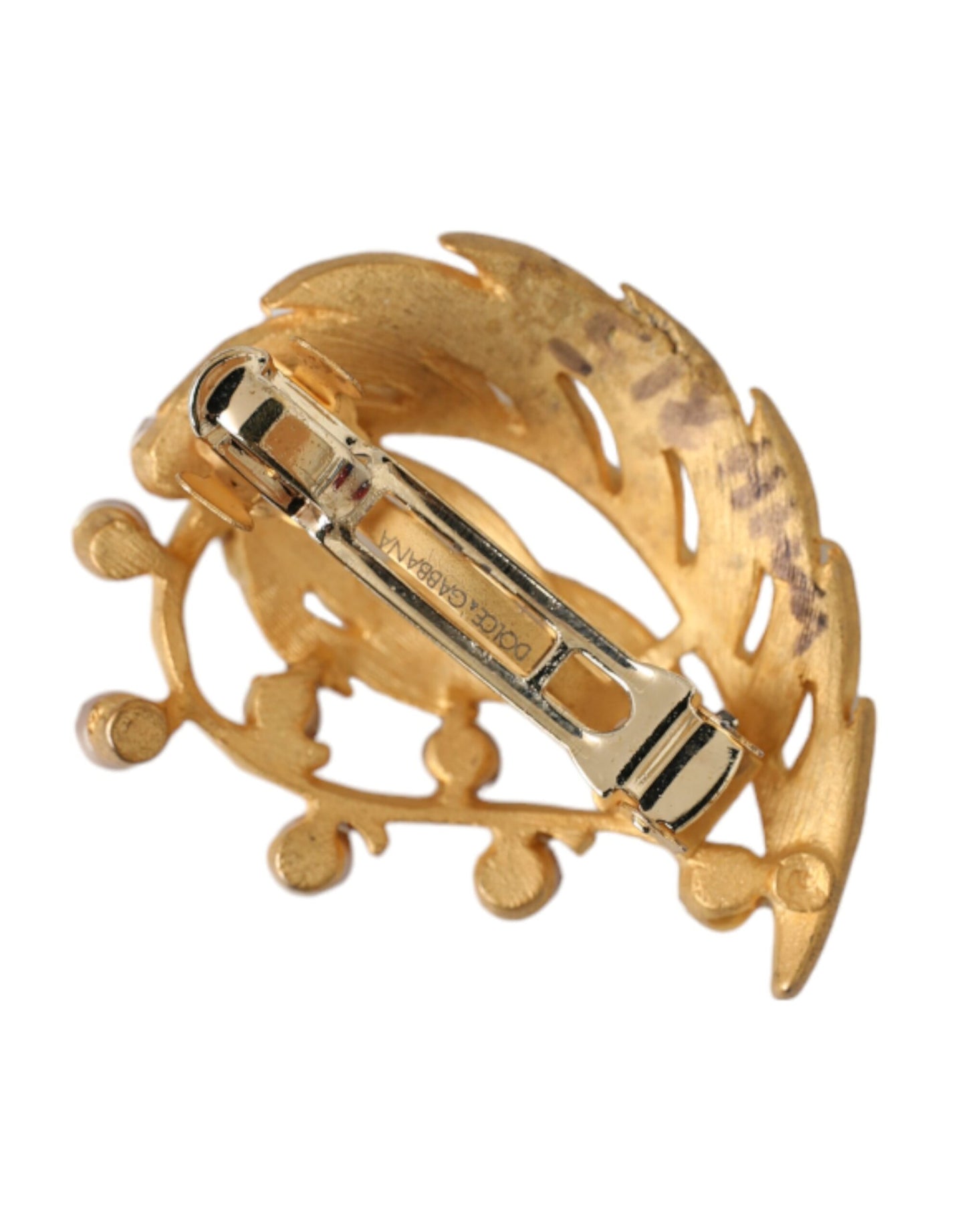 Dolce & Gabbana Spilla per capelli con foglia d'ottone dorata decorata