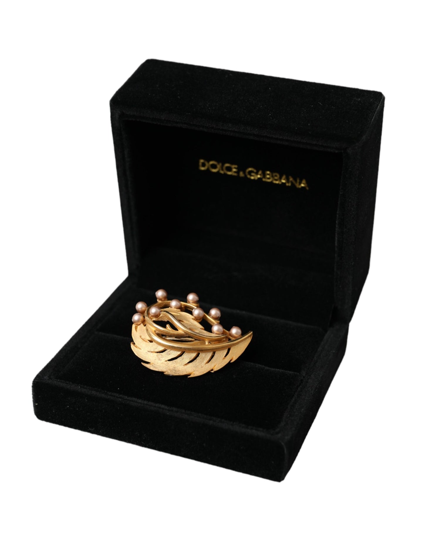 Dolce & Gabbana Spilla per capelli con foglia d'ottone dorata decorata