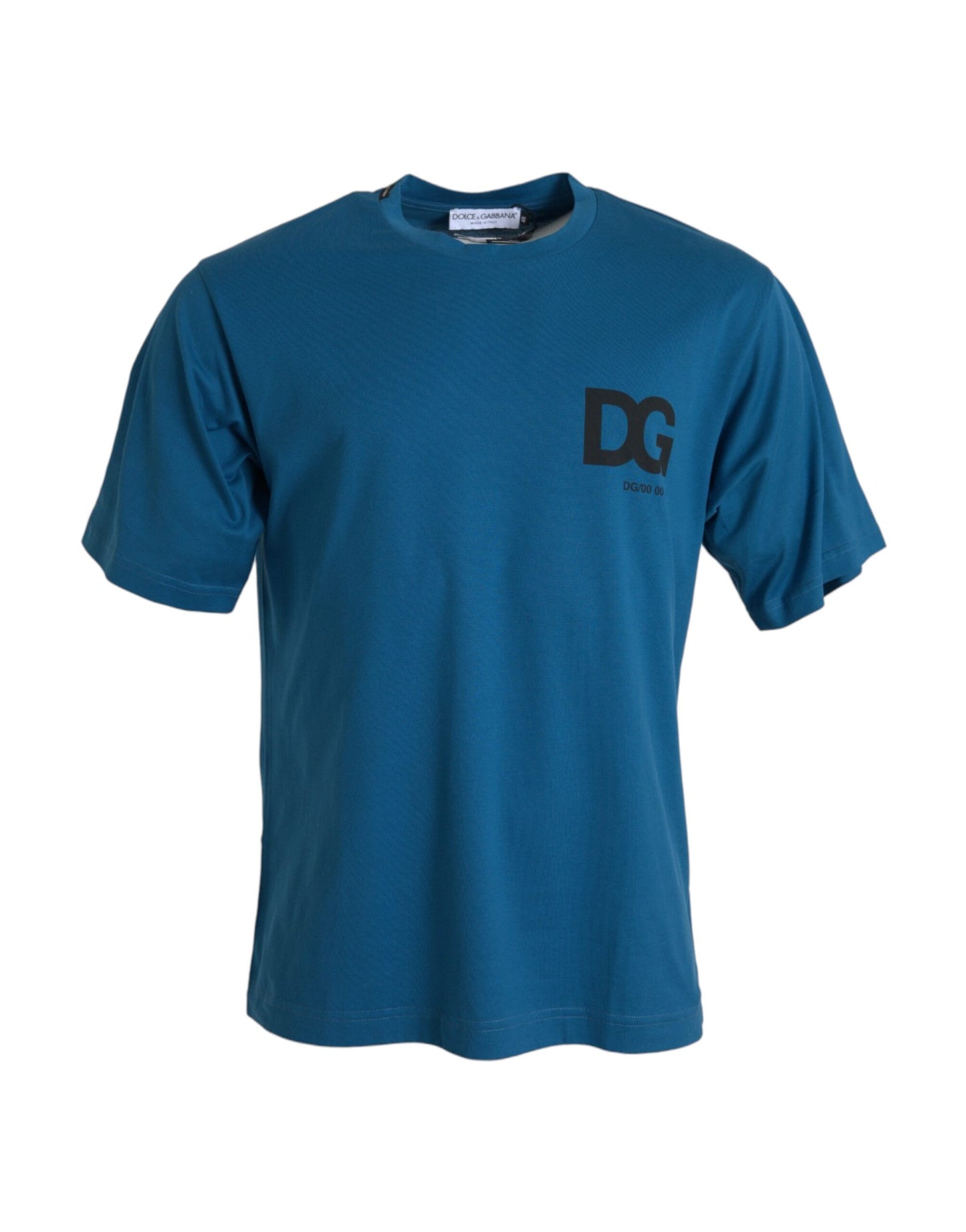 Dolce & Gabbana T-shirt a maniche corte con scollo rotondo e logo blu