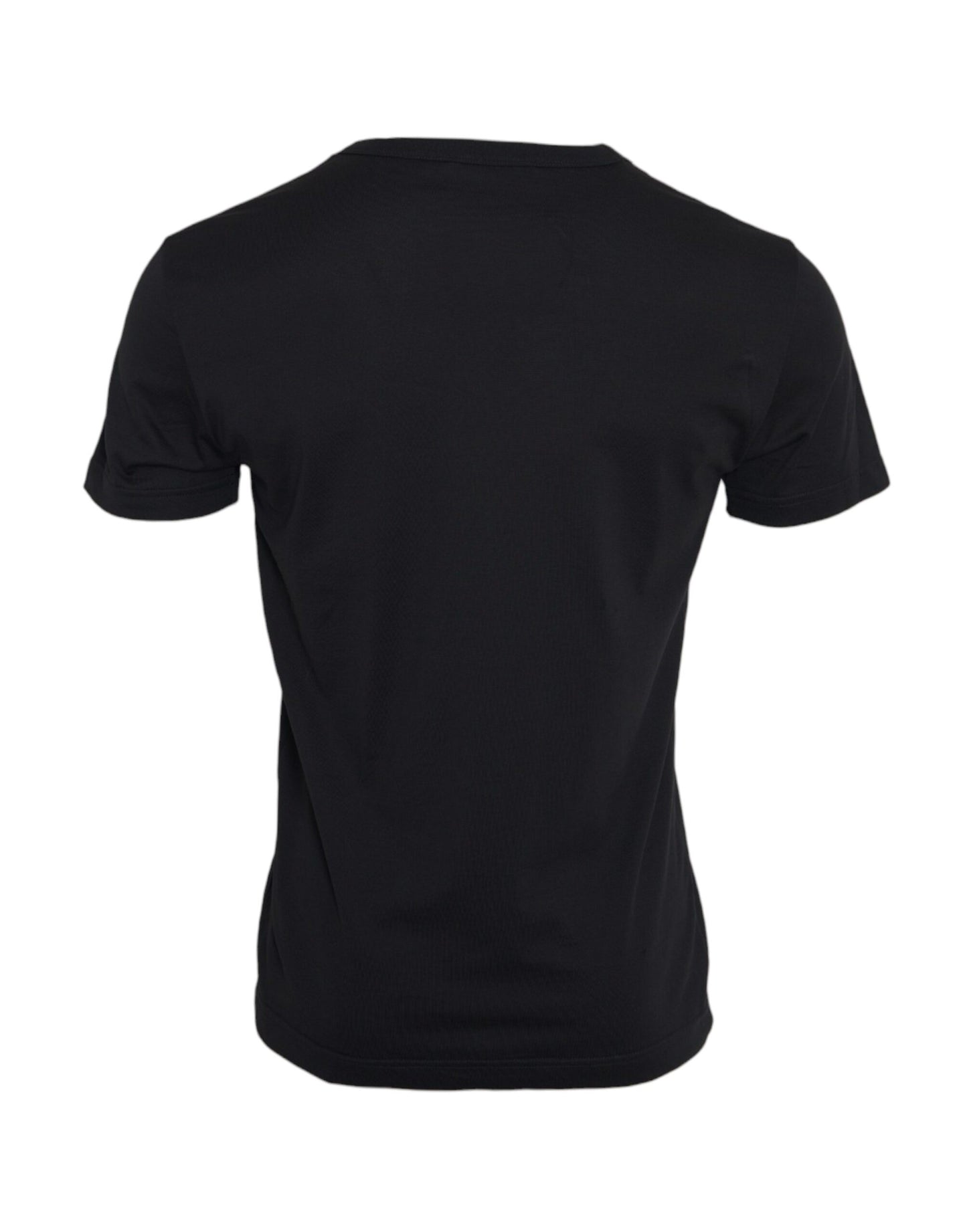 T-shirt a maniche corte con catena argento in cotone nero Dolce & Gabbana