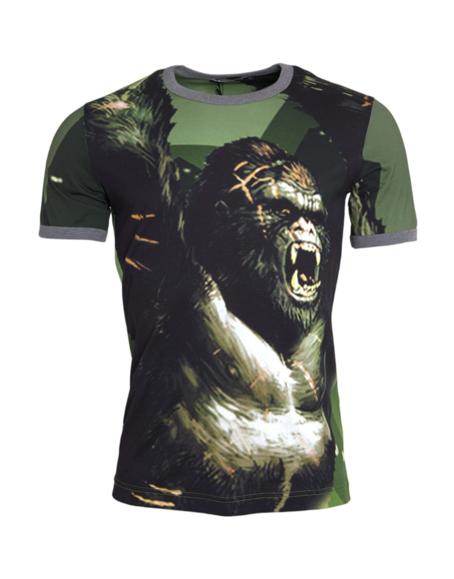 Dolce & Gabbana T-shirt a maniche corte in cotone con stampa Gorilla verde
