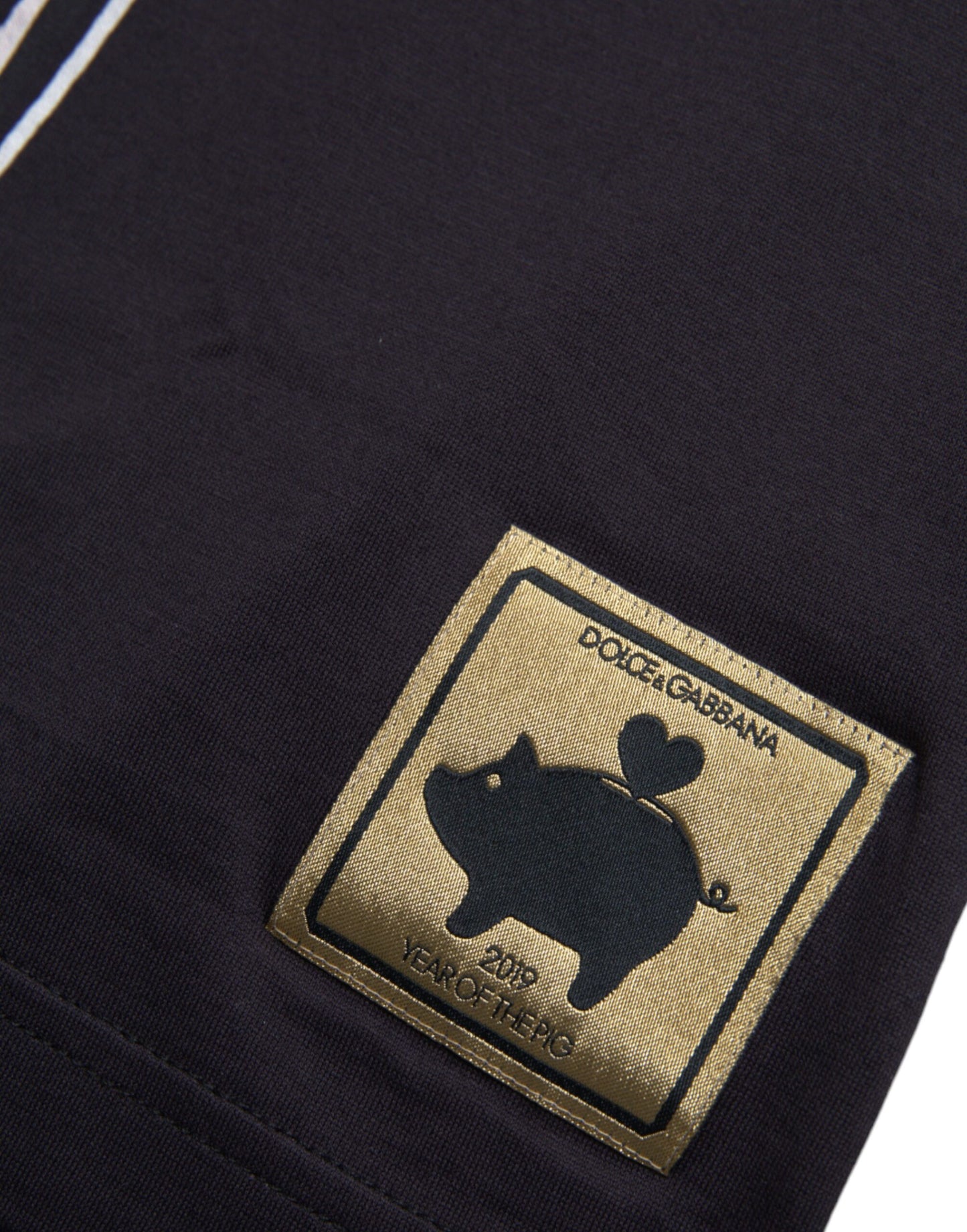 Dolce & Gabbana T-shirt nera in cotone 2019 Anno del Maiale