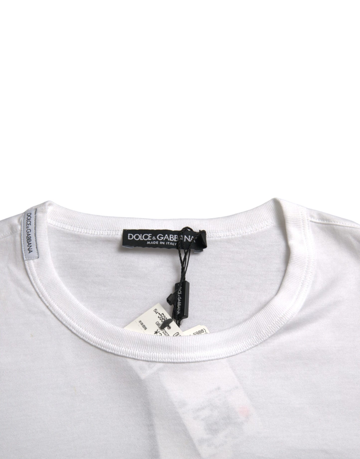 Dolce & Gabbana T-shirt manica corta con ricamo logo bianco
