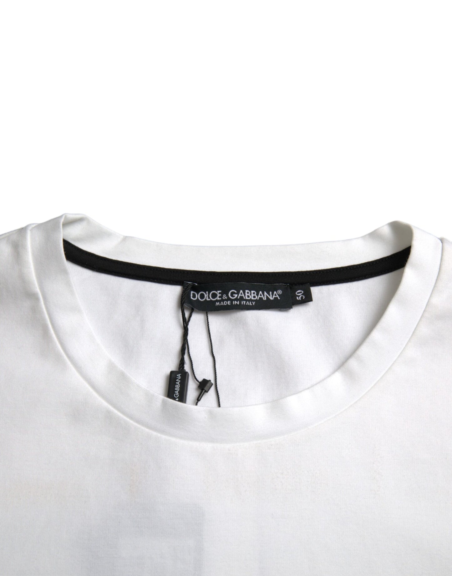 Dolce & Gabbana T-shirt da uomo in cotone con stampa labbra rosse bianche