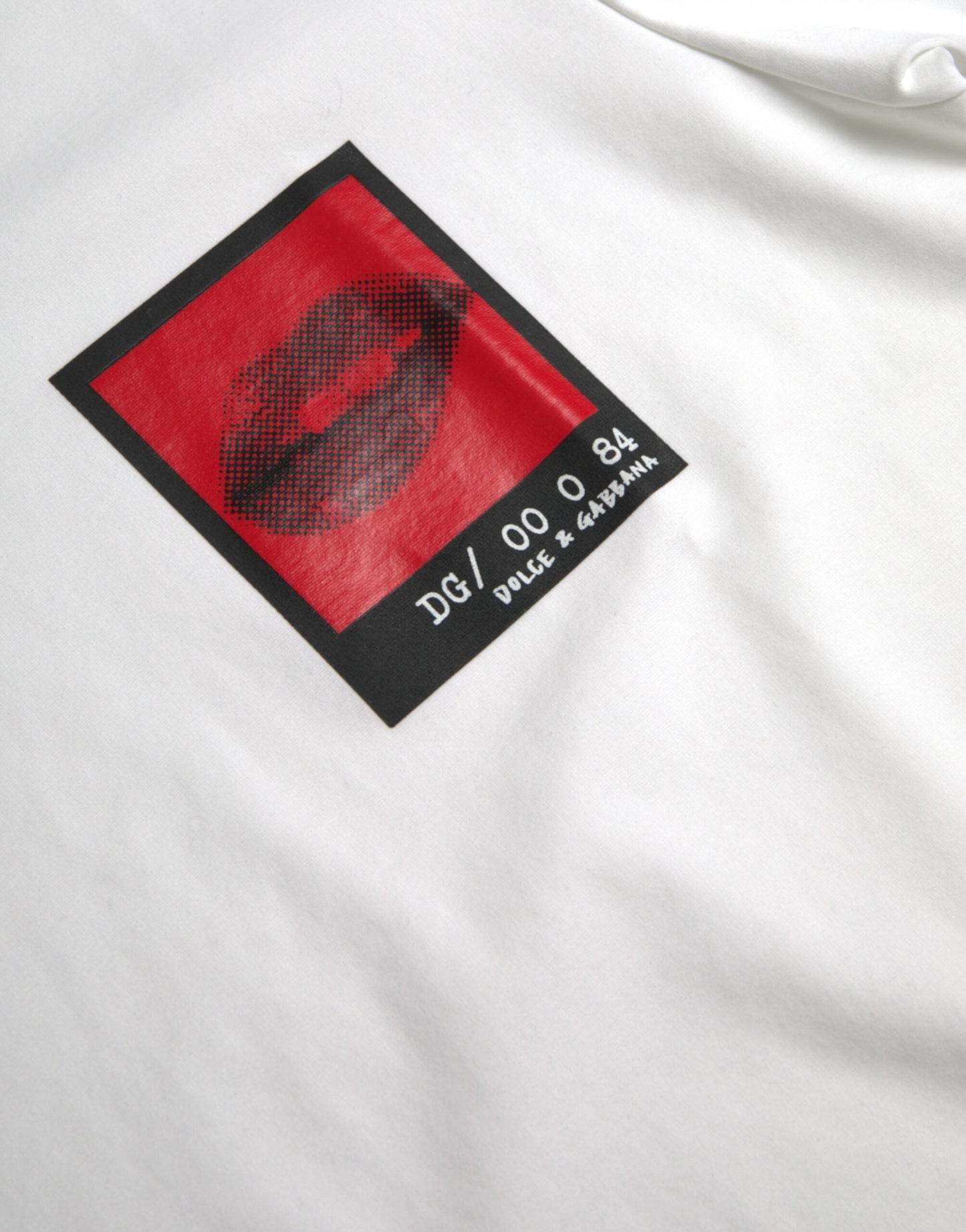 Dolce & Gabbana T-shirt da uomo in cotone con stampa labbra rosse bianche