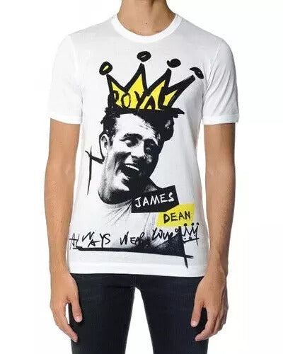 Dolce & Gabbana T-shirt da uomo a maniche corte in cotone con grafica bianca