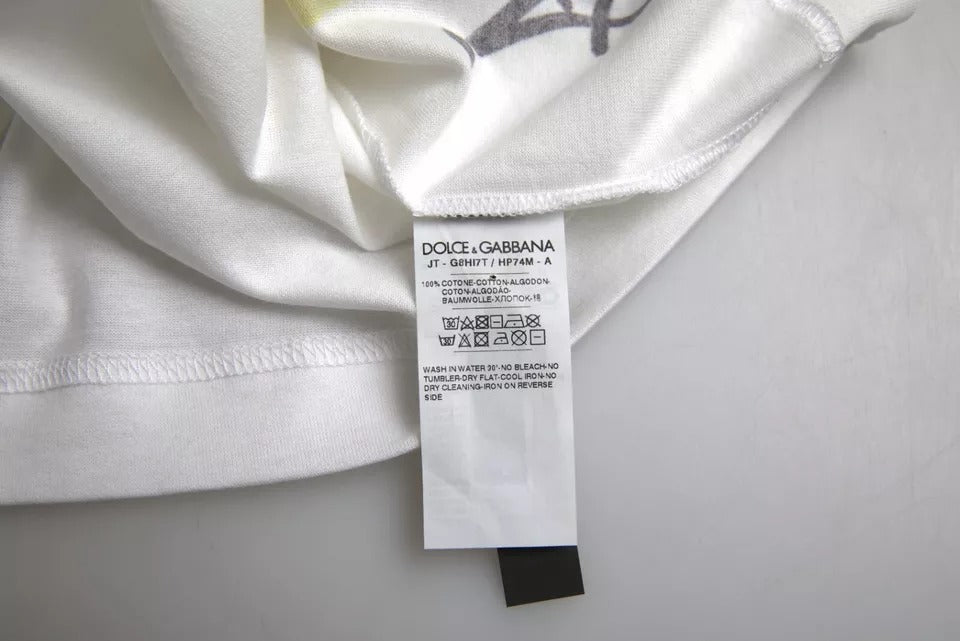 Dolce & Gabbana T-shirt da uomo a maniche corte in cotone con grafica bianca