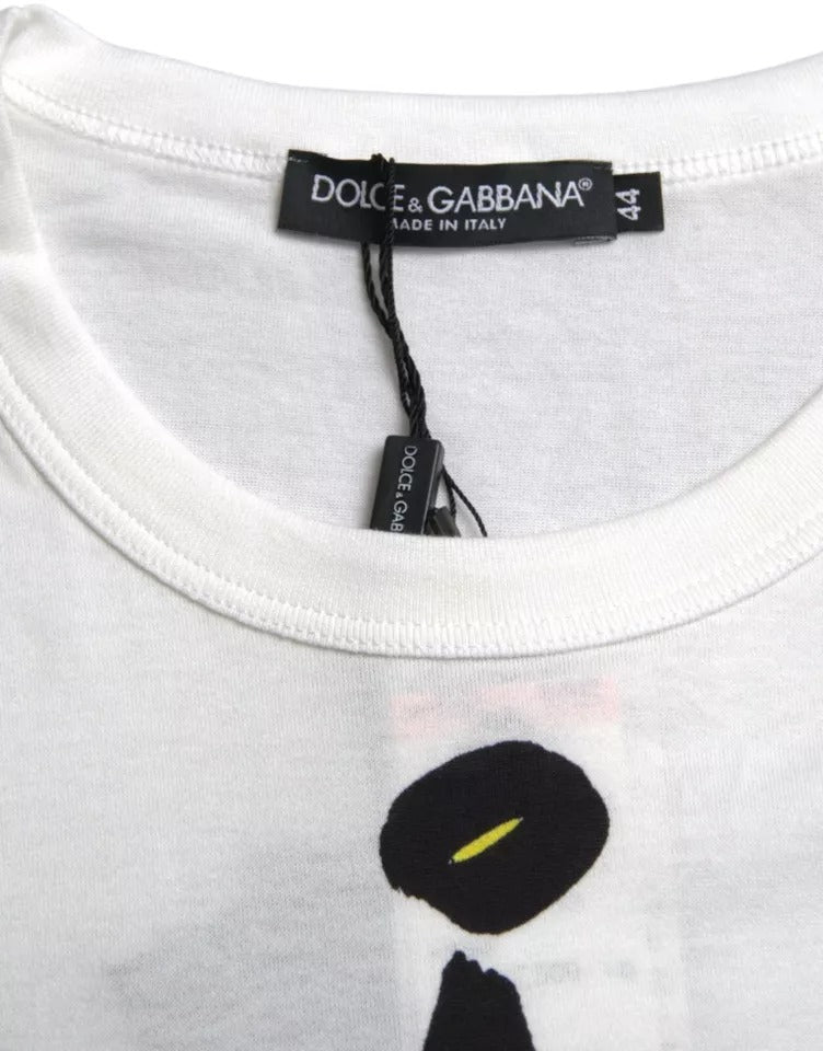 Dolce & Gabbana T-shirt da uomo a maniche corte in cotone con grafica bianca