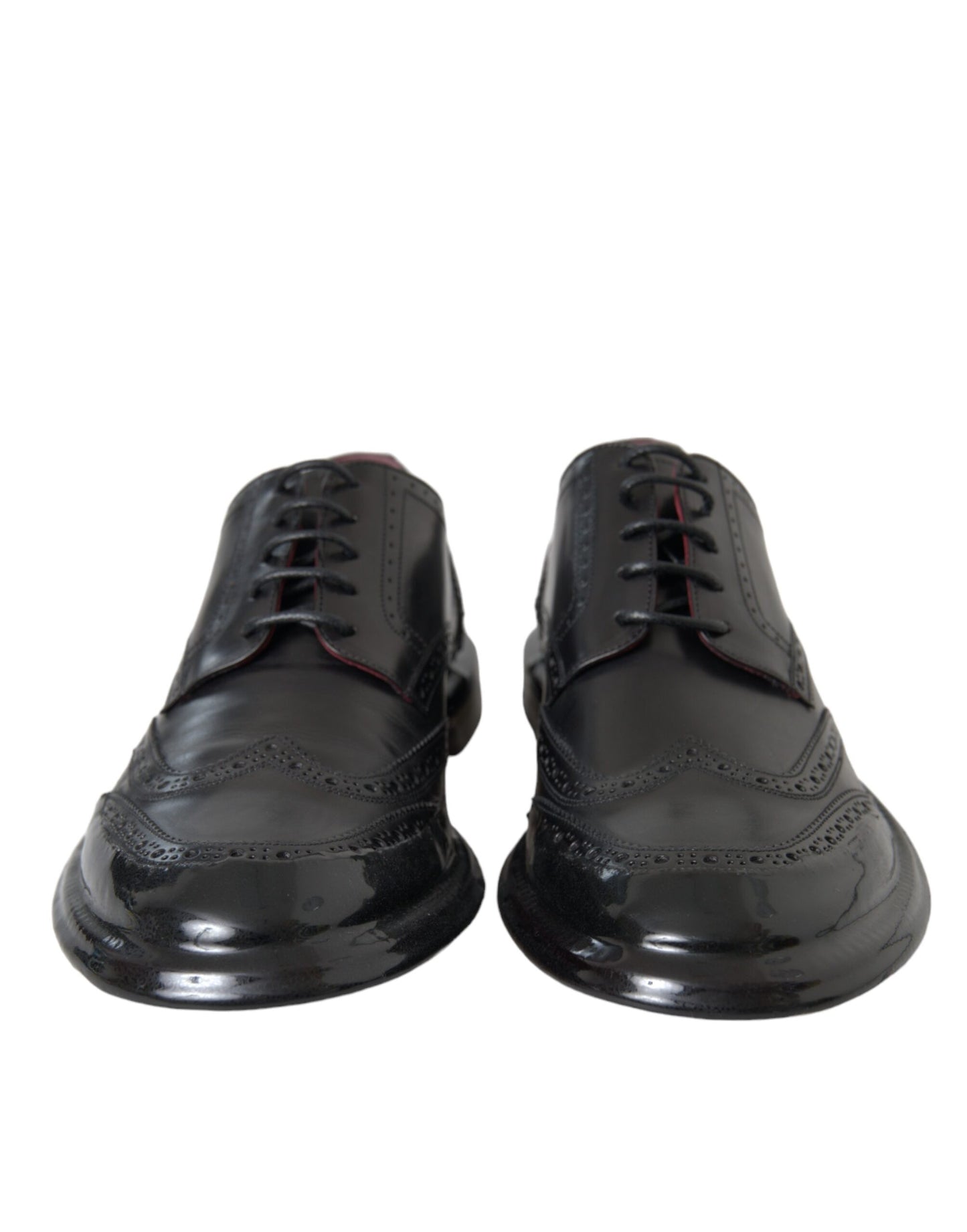 Scarpe da uomo formali Dolce & Gabbana in pelle nera Oxford con punta a coda di rondine