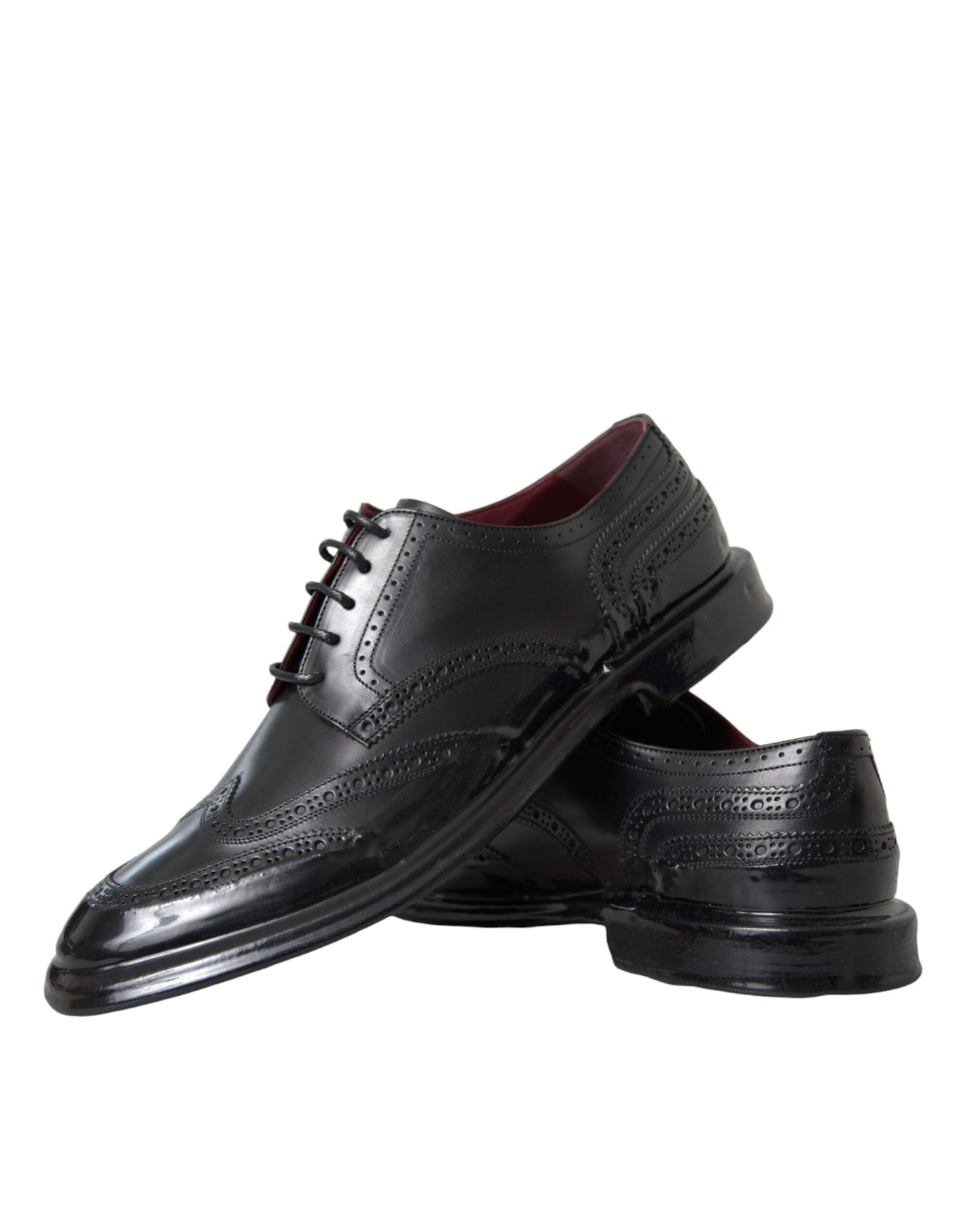 Scarpe da uomo formali Dolce & Gabbana in pelle nera Oxford con punta a coda di rondine