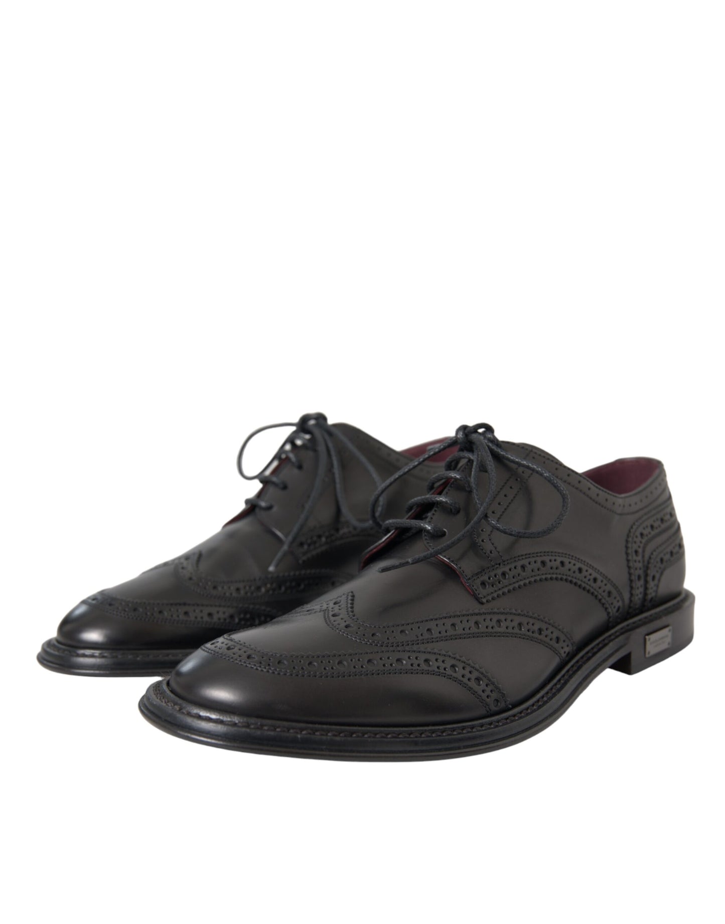 Scarpe da uomo formali Dolce & Gabbana in pelle nera Oxford con punta a coda di rondine
