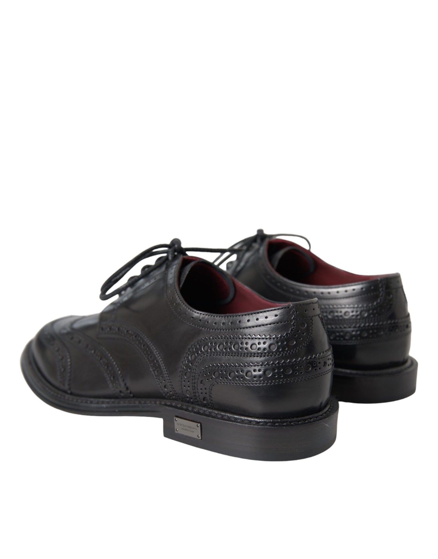 Scarpe da uomo formali Dolce & Gabbana in pelle nera Oxford con punta a coda di rondine