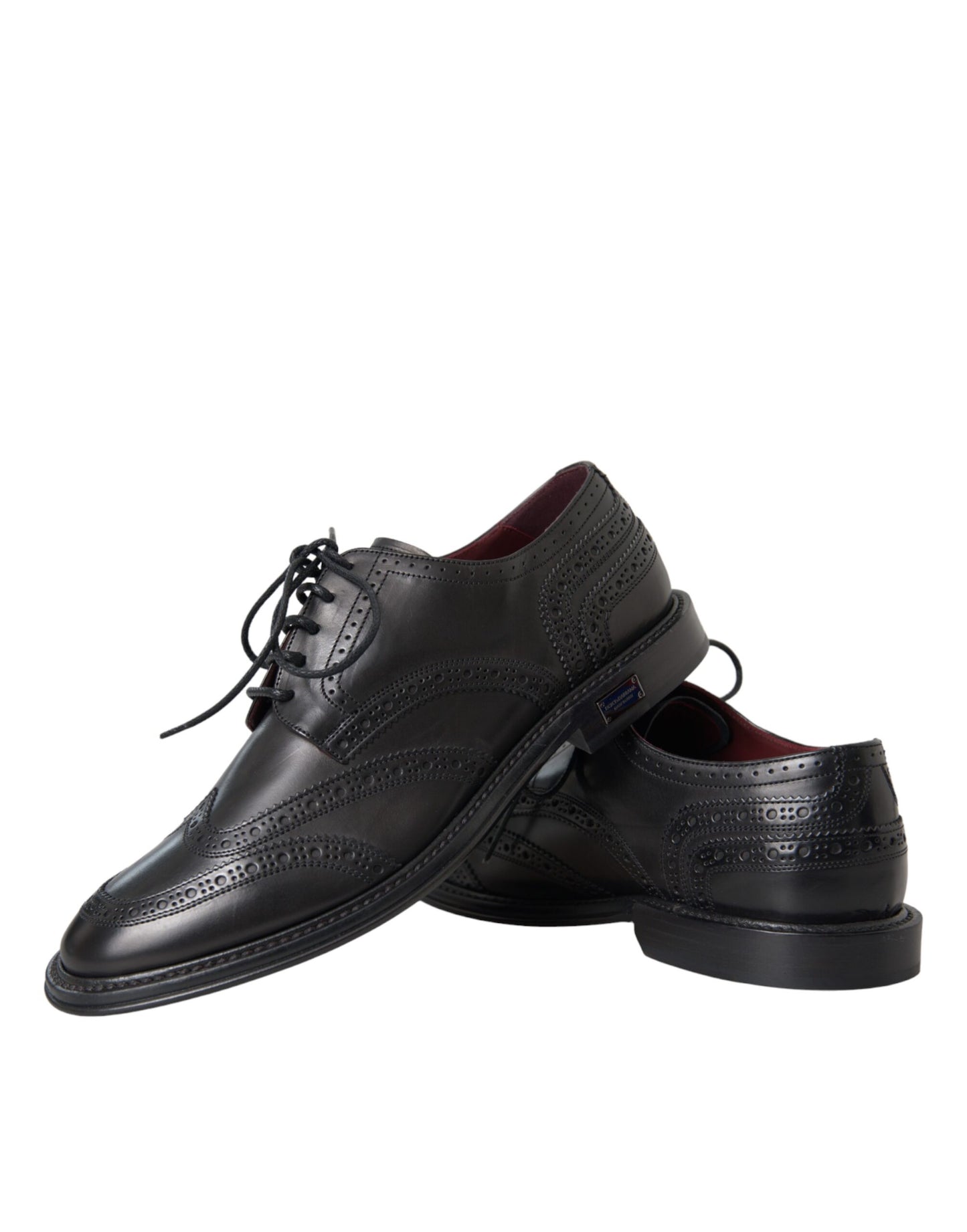 Scarpe da uomo formali Dolce & Gabbana in pelle nera Oxford con punta a coda di rondine