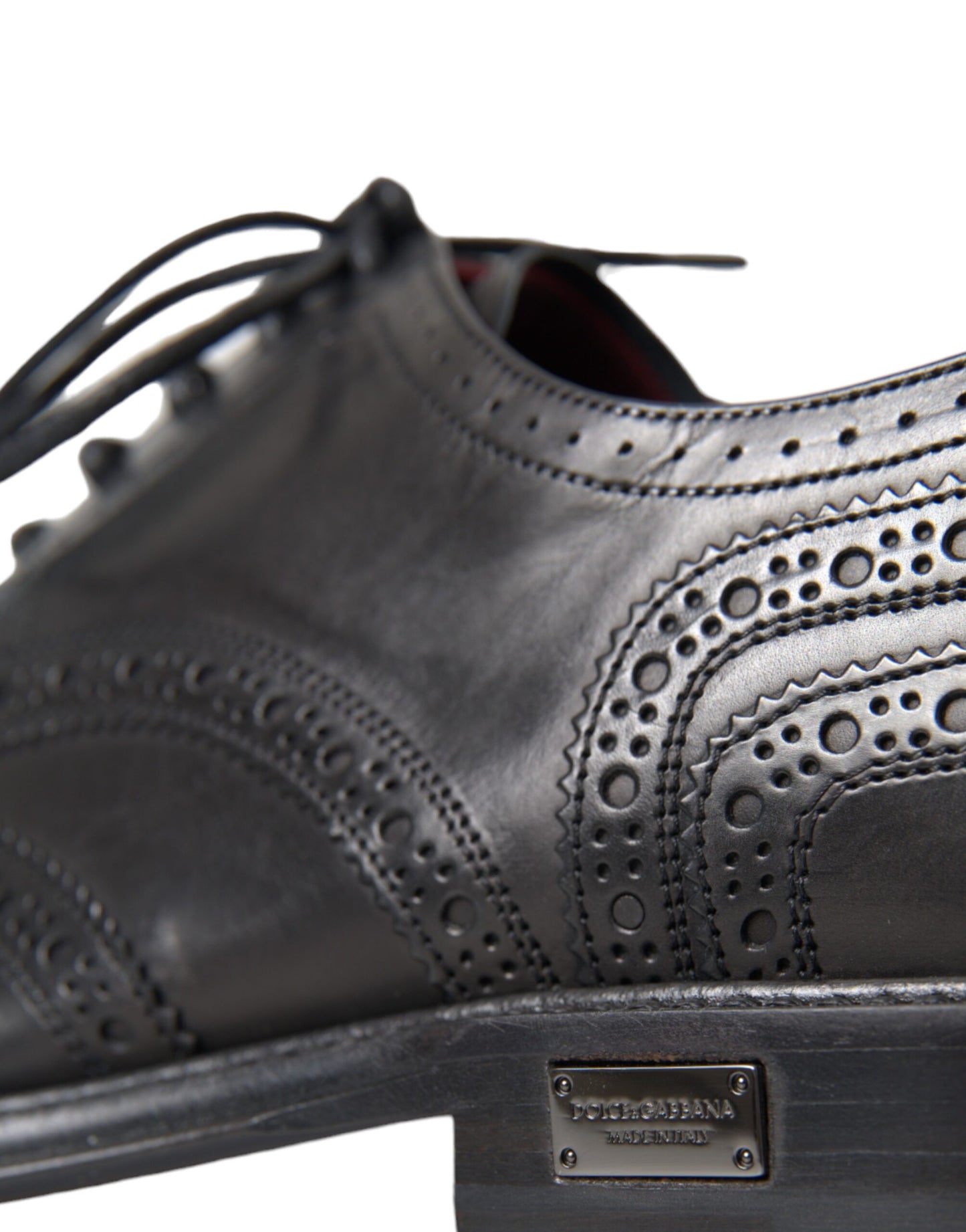 Scarpe da uomo formali Dolce & Gabbana in pelle nera Oxford con punta a coda di rondine