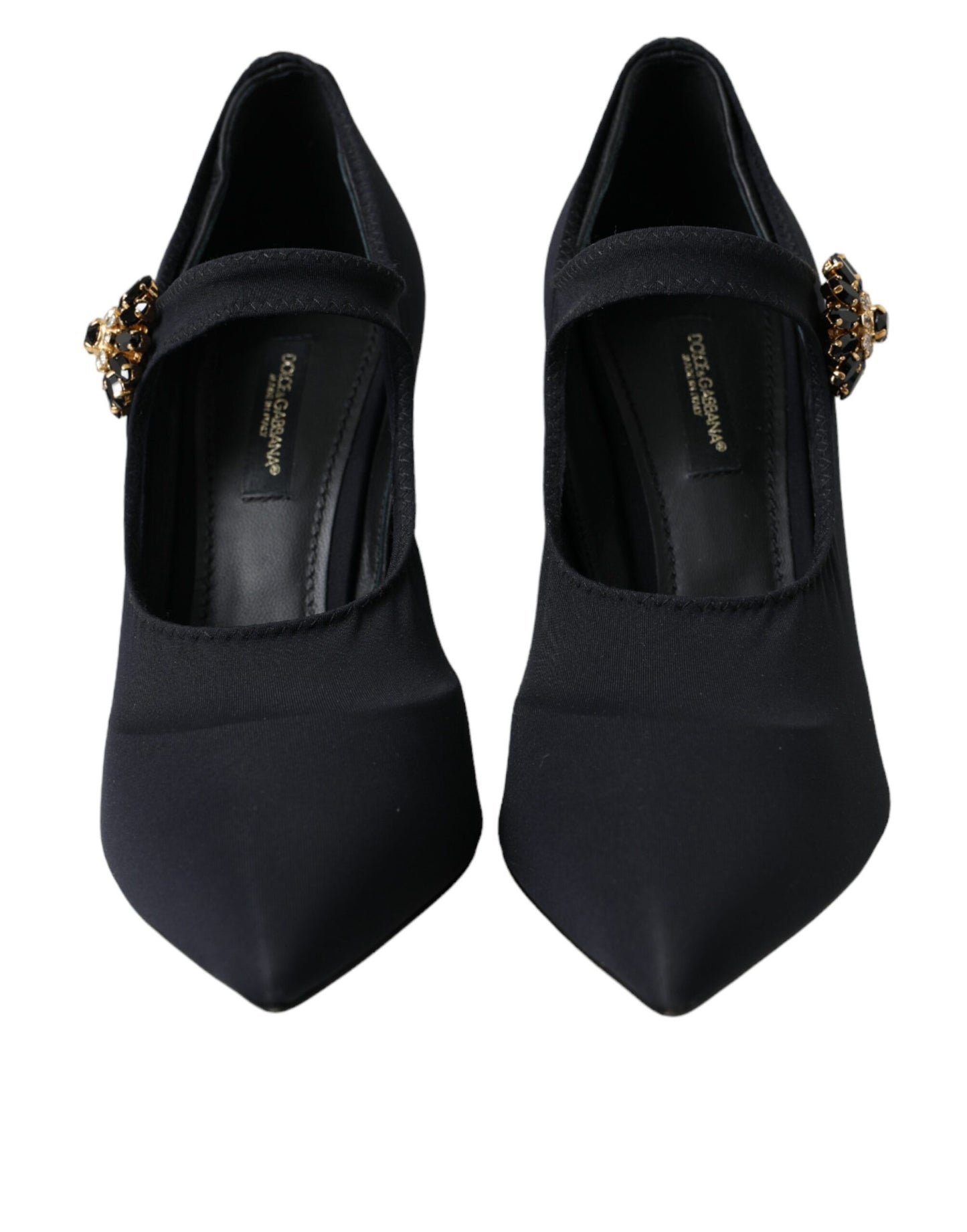 Scarpe con tacco Dolce & Gabbana nere Mary Jane in jersey di cristallo