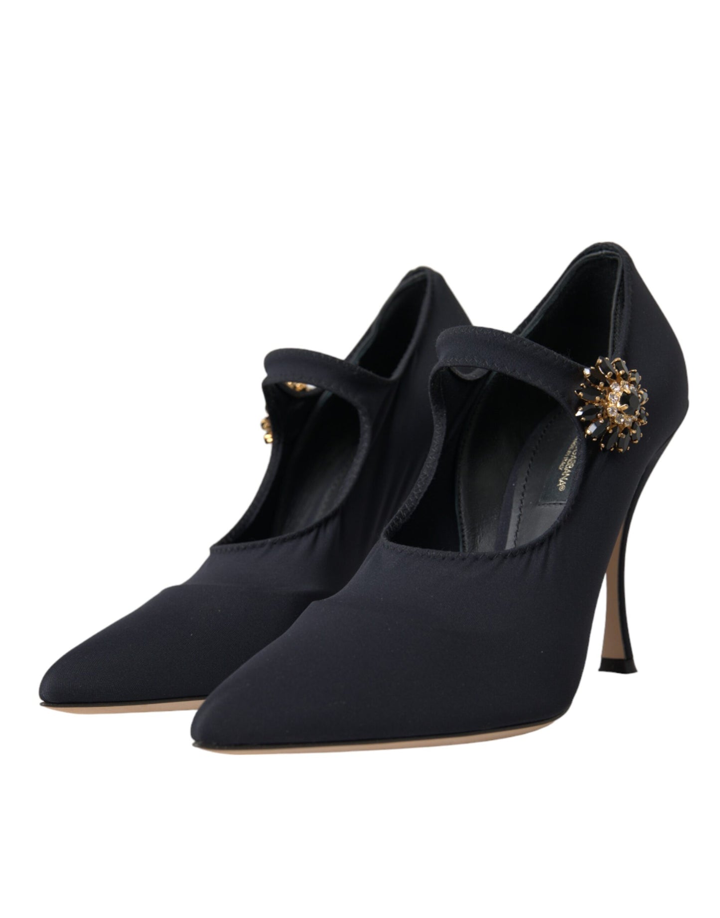 Scarpe con tacco Dolce & Gabbana nere Mary Jane in jersey di cristallo