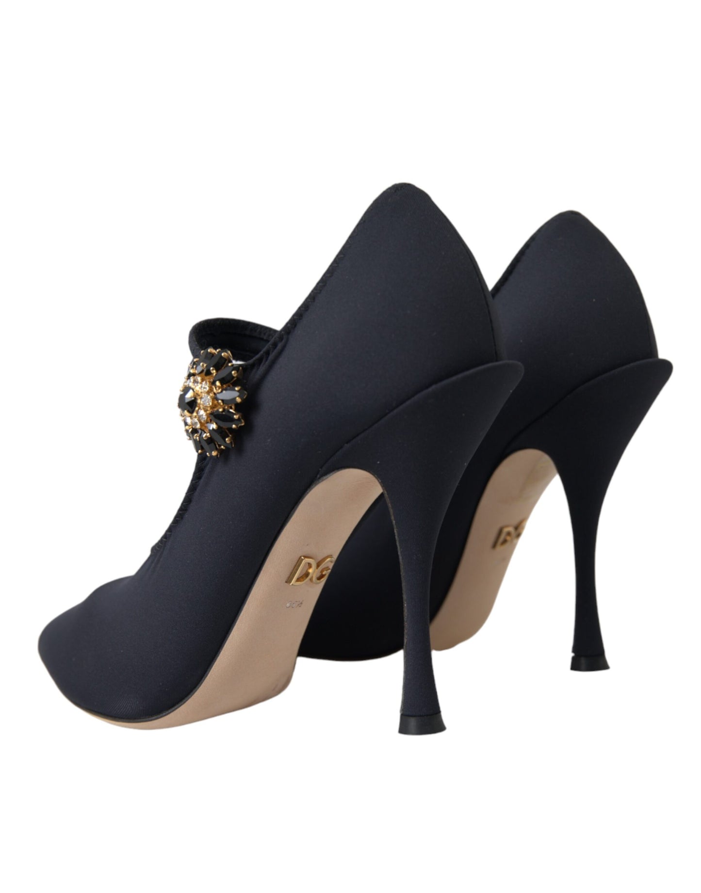 Scarpe con tacco Dolce & Gabbana nere Mary Jane in jersey di cristallo