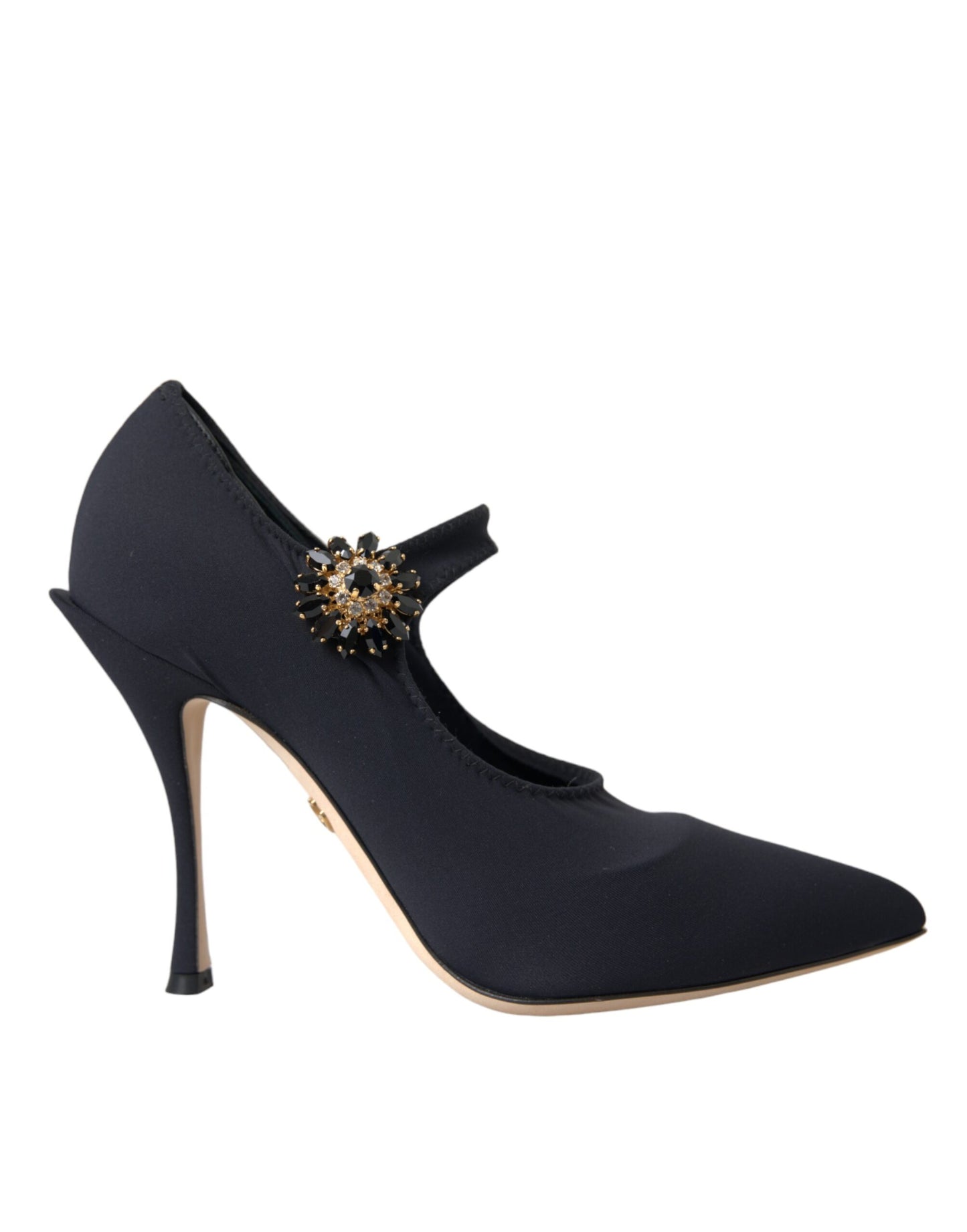 Scarpe con tacco Dolce & Gabbana nere Mary Jane in jersey di cristallo