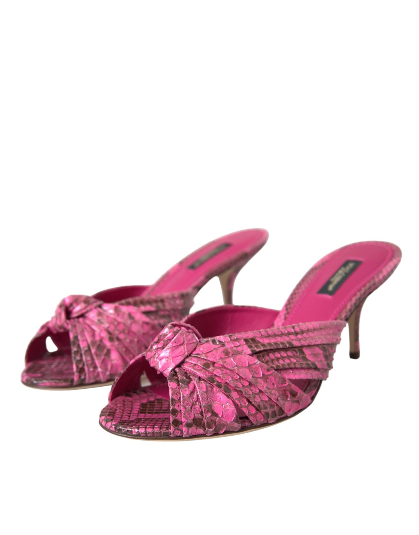 Scarpe con tacco a gattino in pelle esotica rosa Dolce & Gabbana