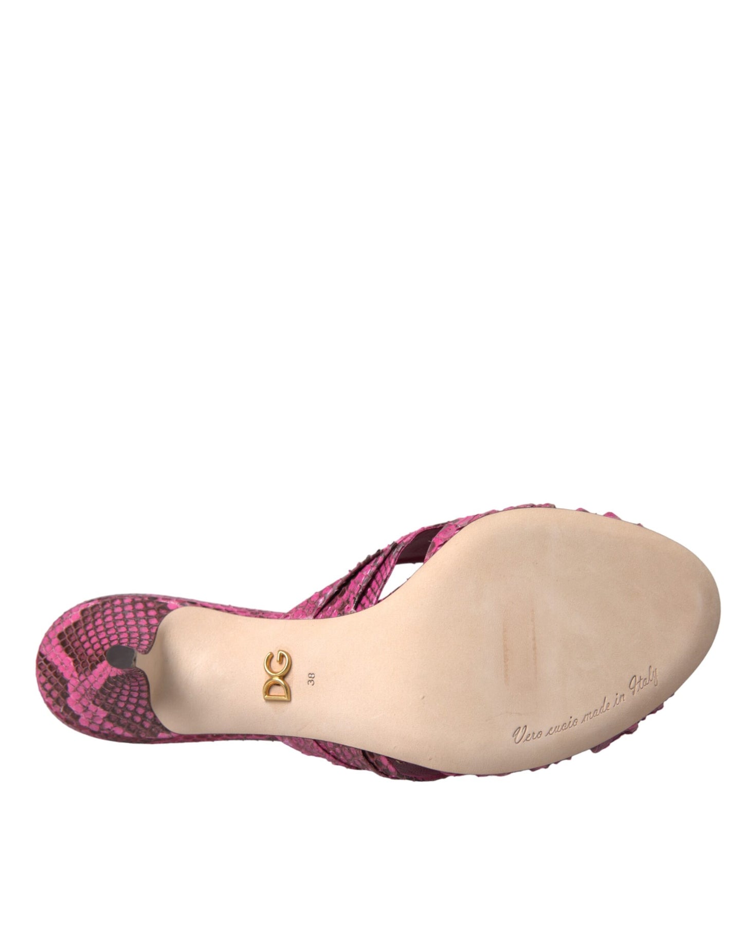 Scarpe con tacco a gattino in pelle esotica rosa Dolce & Gabbana