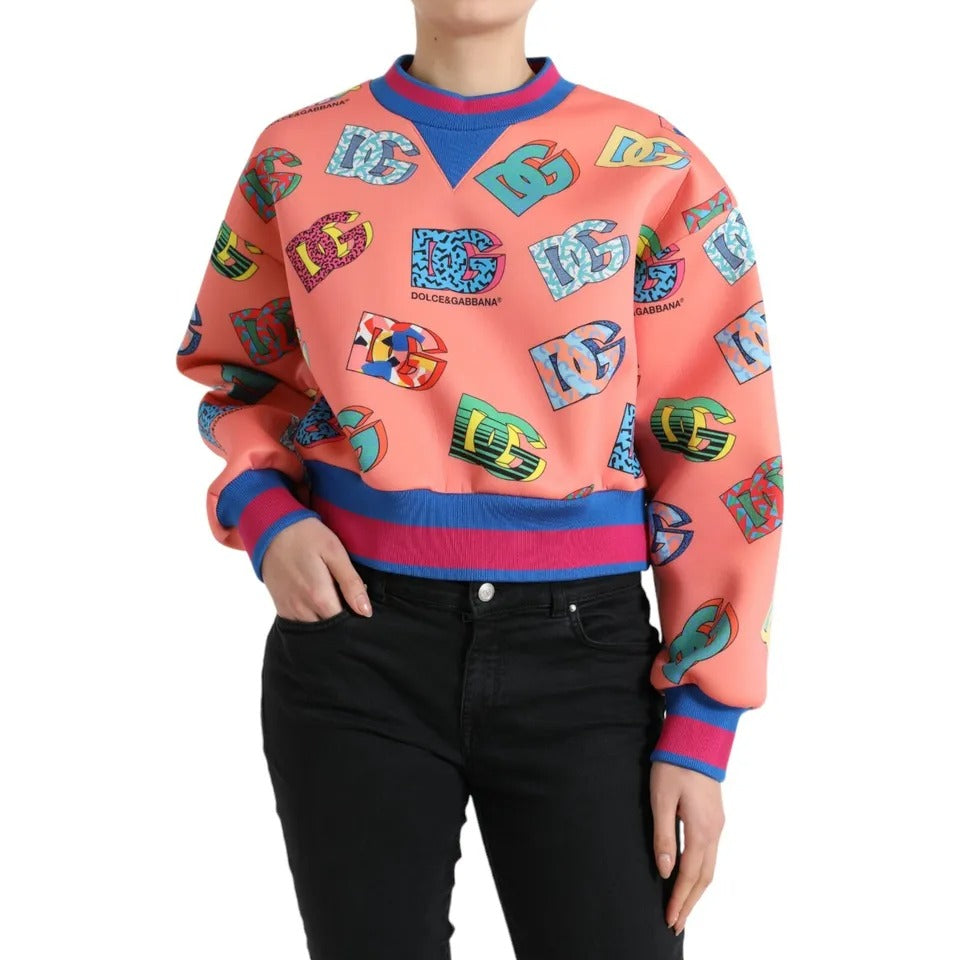 Dolce & Gabbana Felpa con stampa logo rosa salmone
