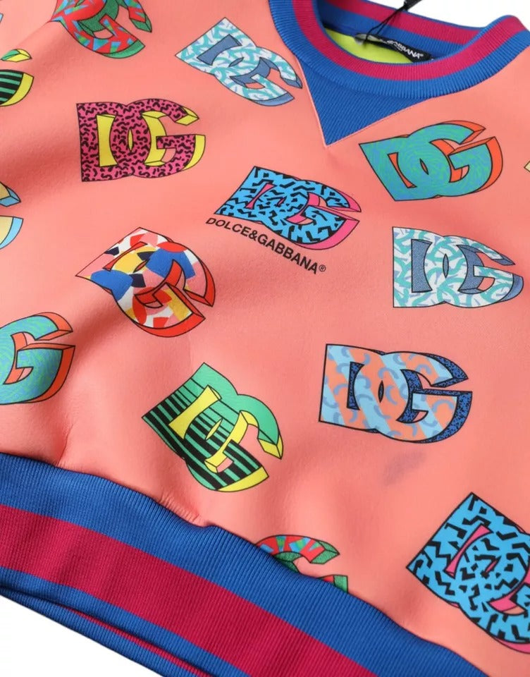 Dolce & Gabbana Felpa con stampa logo rosa salmone