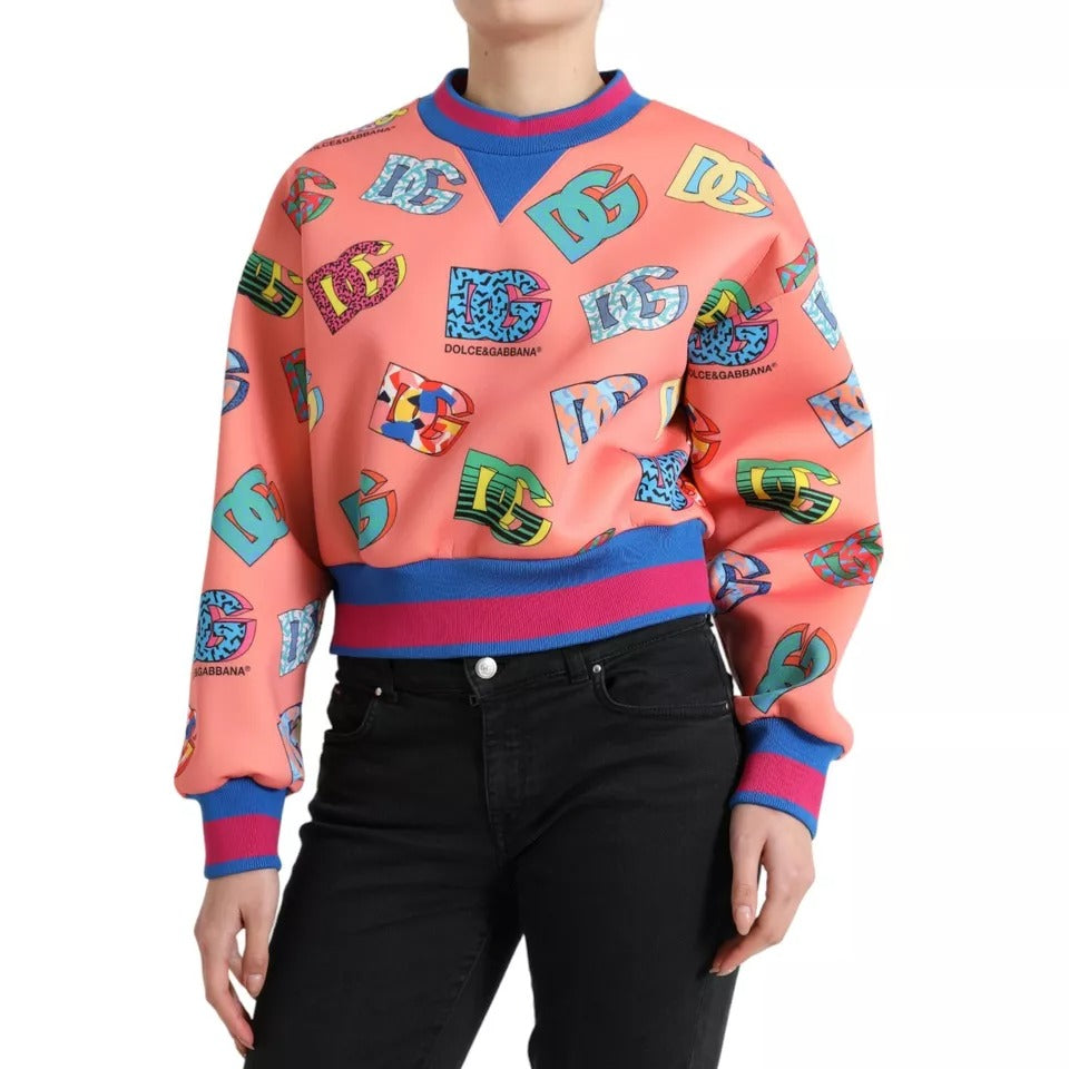 Dolce & Gabbana Felpa con stampa logo rosa salmone