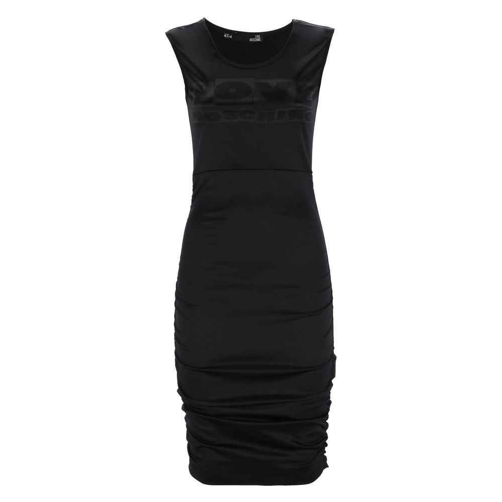 Abito Love Moschino Chic senza maniche con arricciatura laterale e logo