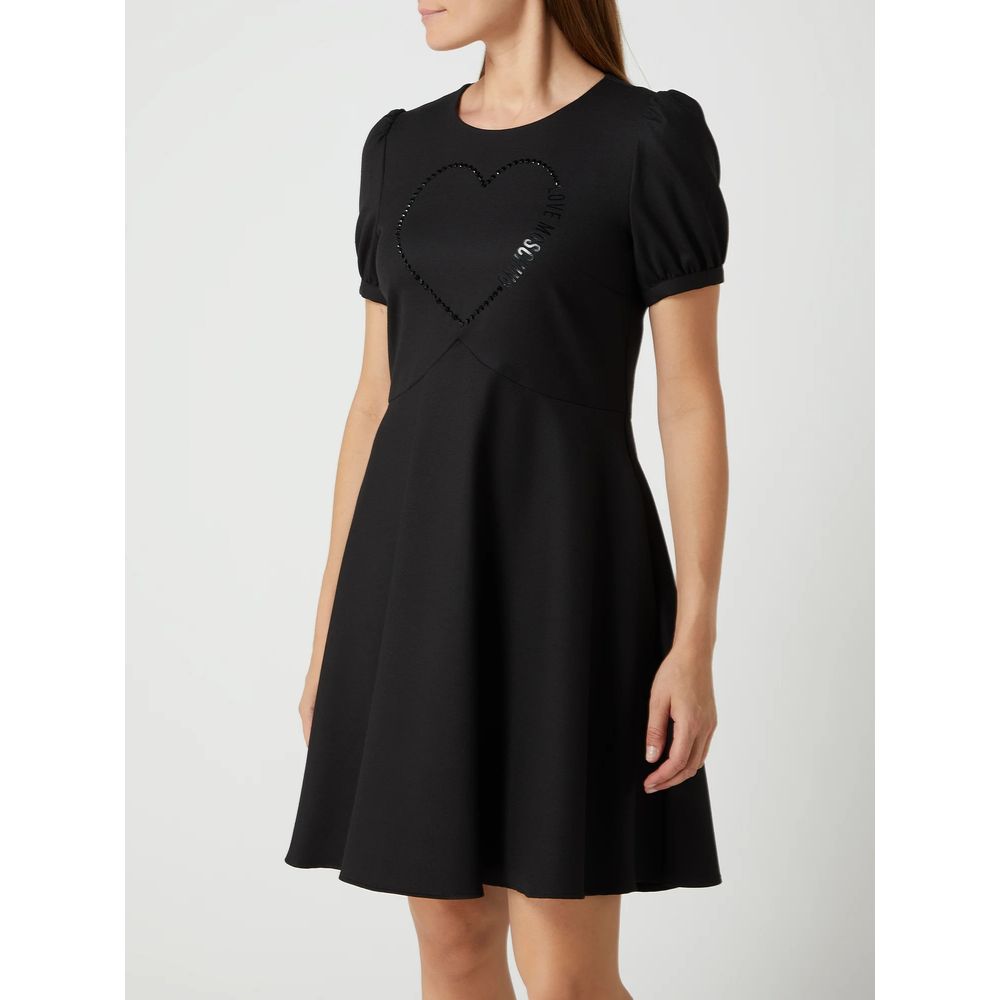 Love Moschino Elegante abito nero con dettagli in strass