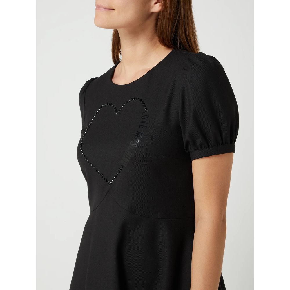 Love Moschino Elegante abito nero con dettagli in strass