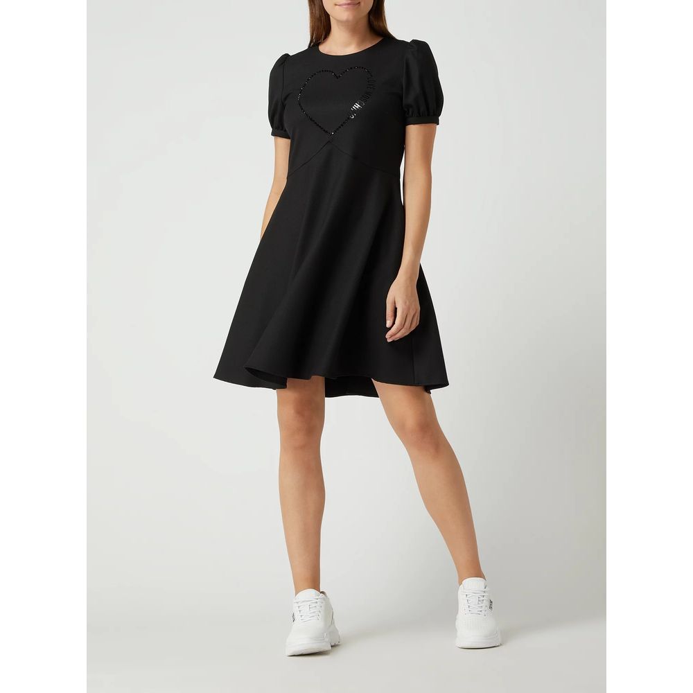Love Moschino Elegante abito nero con dettagli in strass