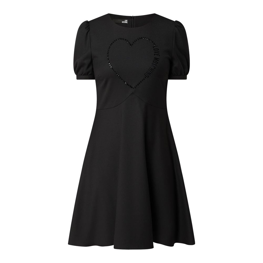 Love Moschino Elegante abito nero con dettagli in strass
