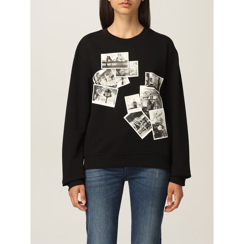 Felpa nera Love Moschino Chic con stemma del designer