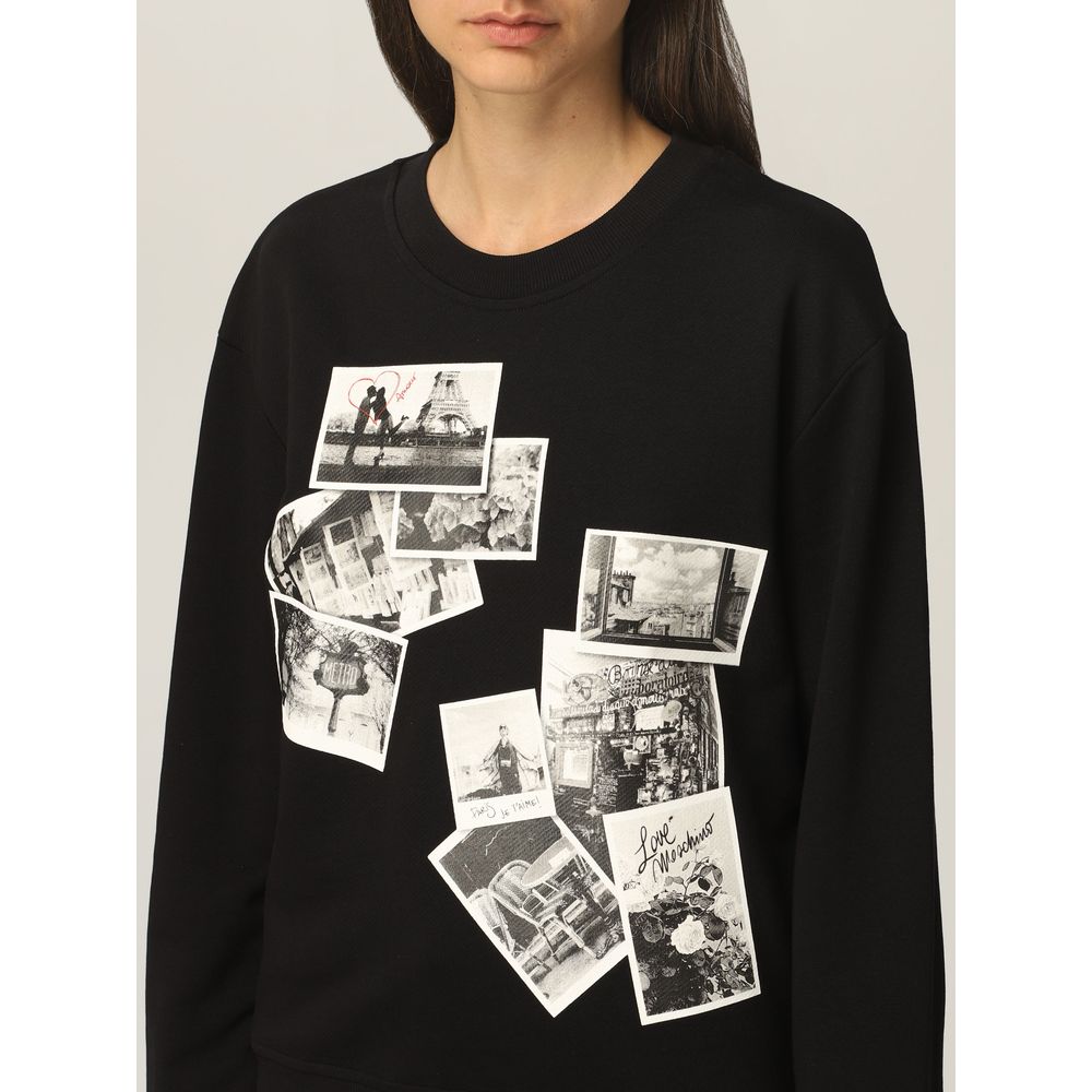 Felpa nera Love Moschino Chic con stemma del designer
