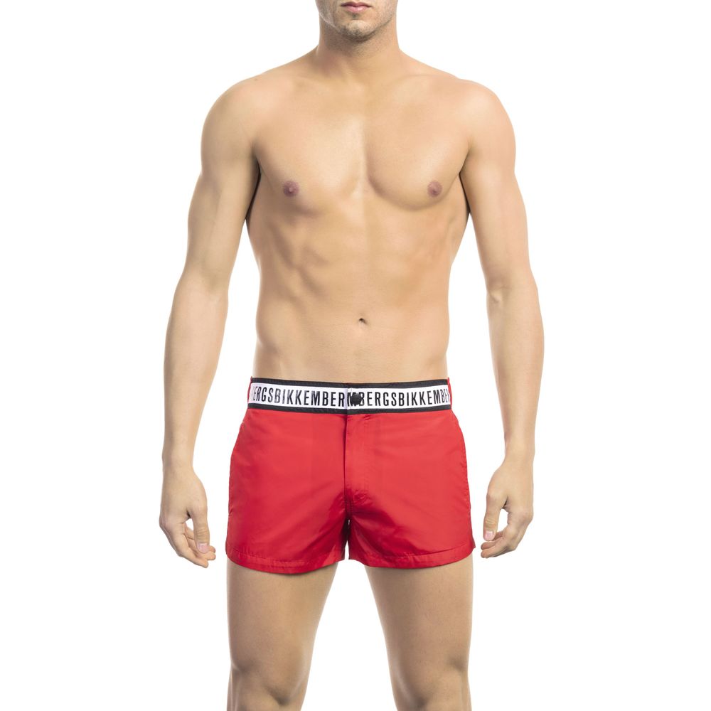 Bikkembergs Pantaloncini da bagno da uomo in poliammide rosso