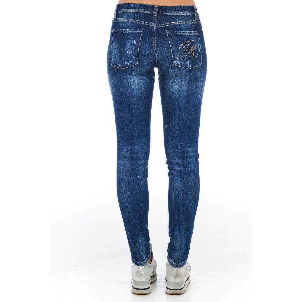 Frankie Morello Jeans skinny da donna in cotone blu
