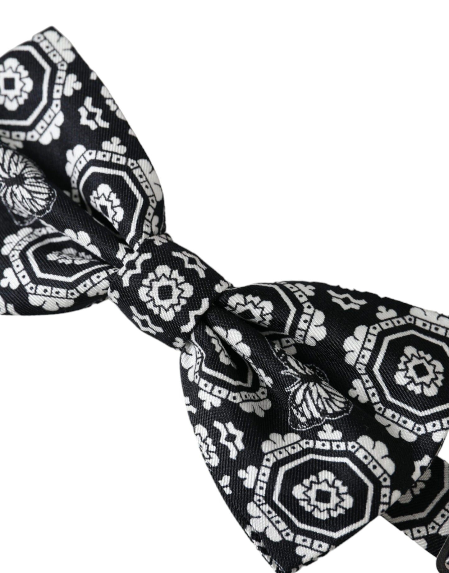 Dolce & Gabbana Nero Bianco Stampato Regolabile Collo Uomo Papillon