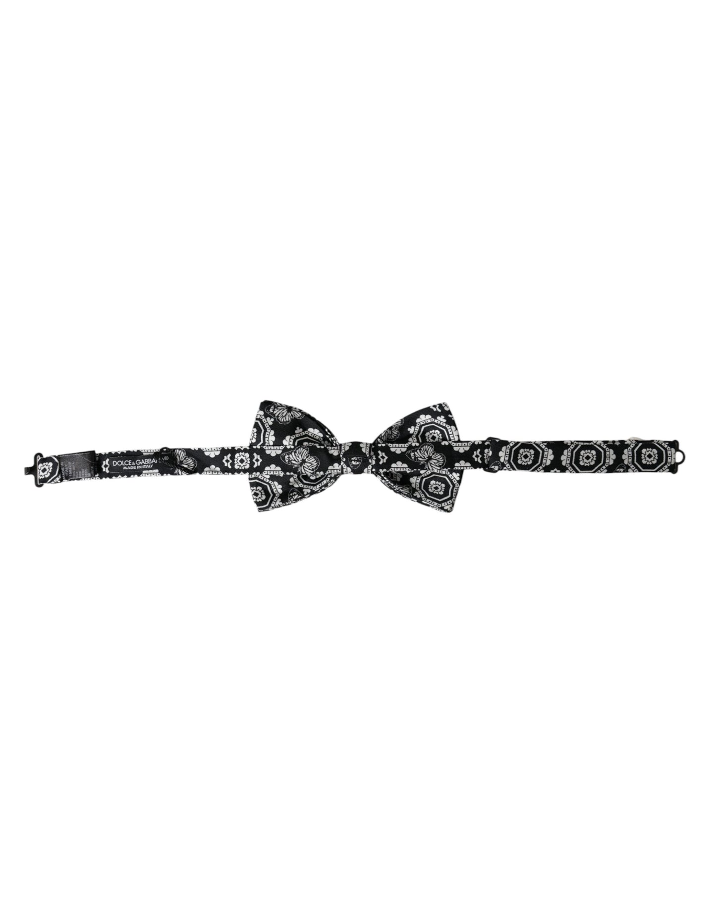 Dolce & Gabbana Nero Bianco Stampato Regolabile Collo Uomo Papillon