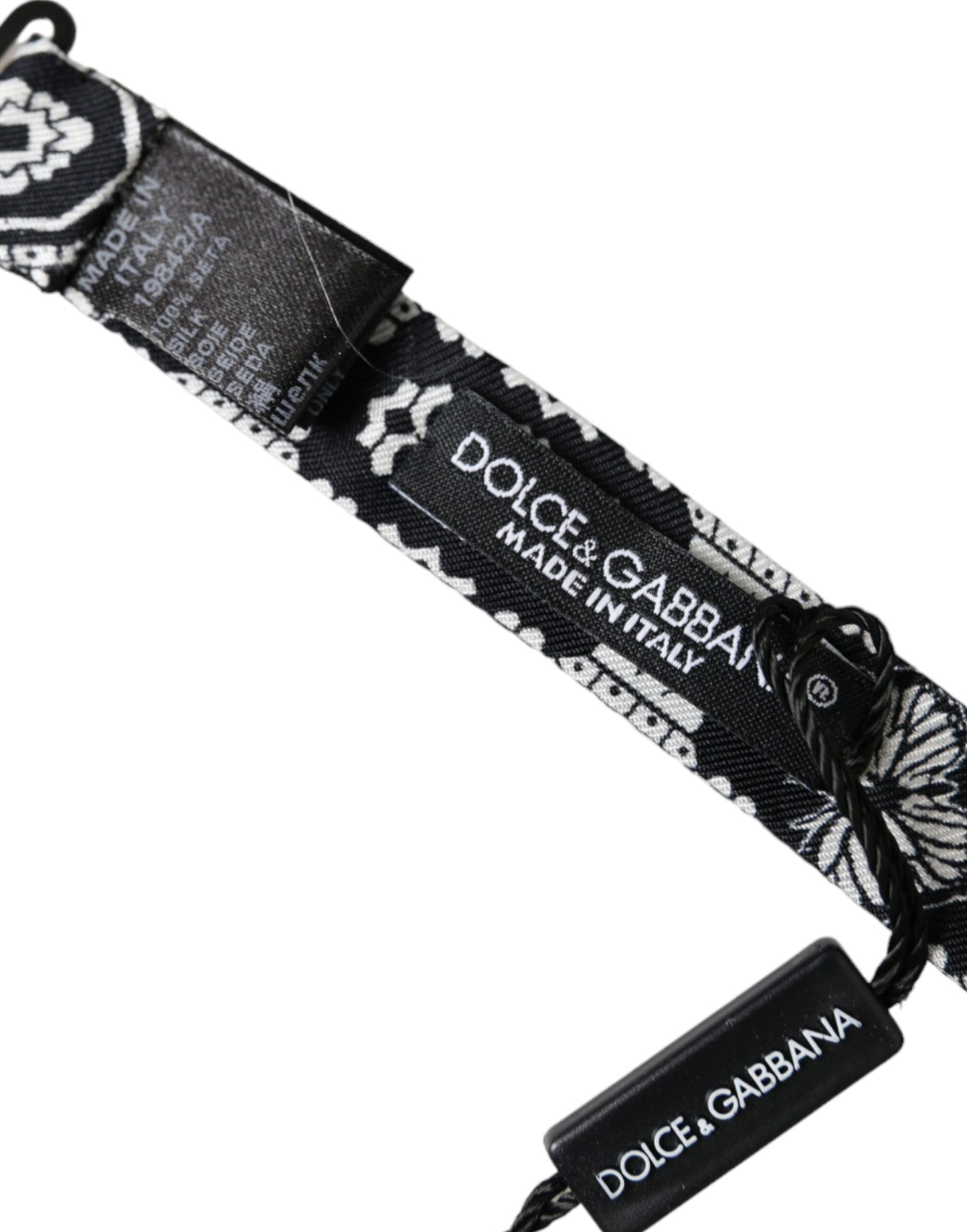 Dolce & Gabbana Nero Bianco Stampato Regolabile Collo Uomo Papillon