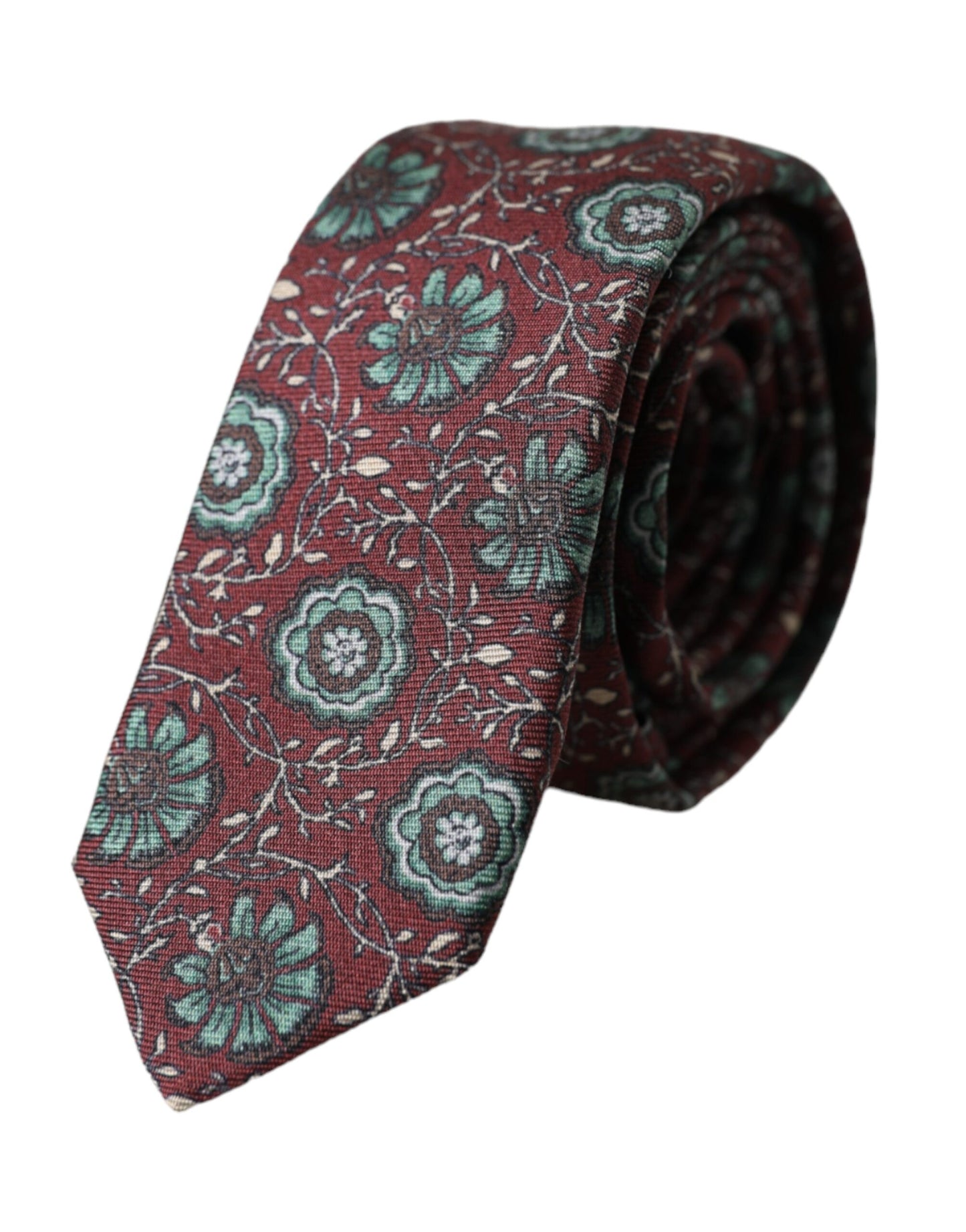 Dolce & Gabbana Cravatta da uomo regolabile in seta 100% con motivo floreale color marrone