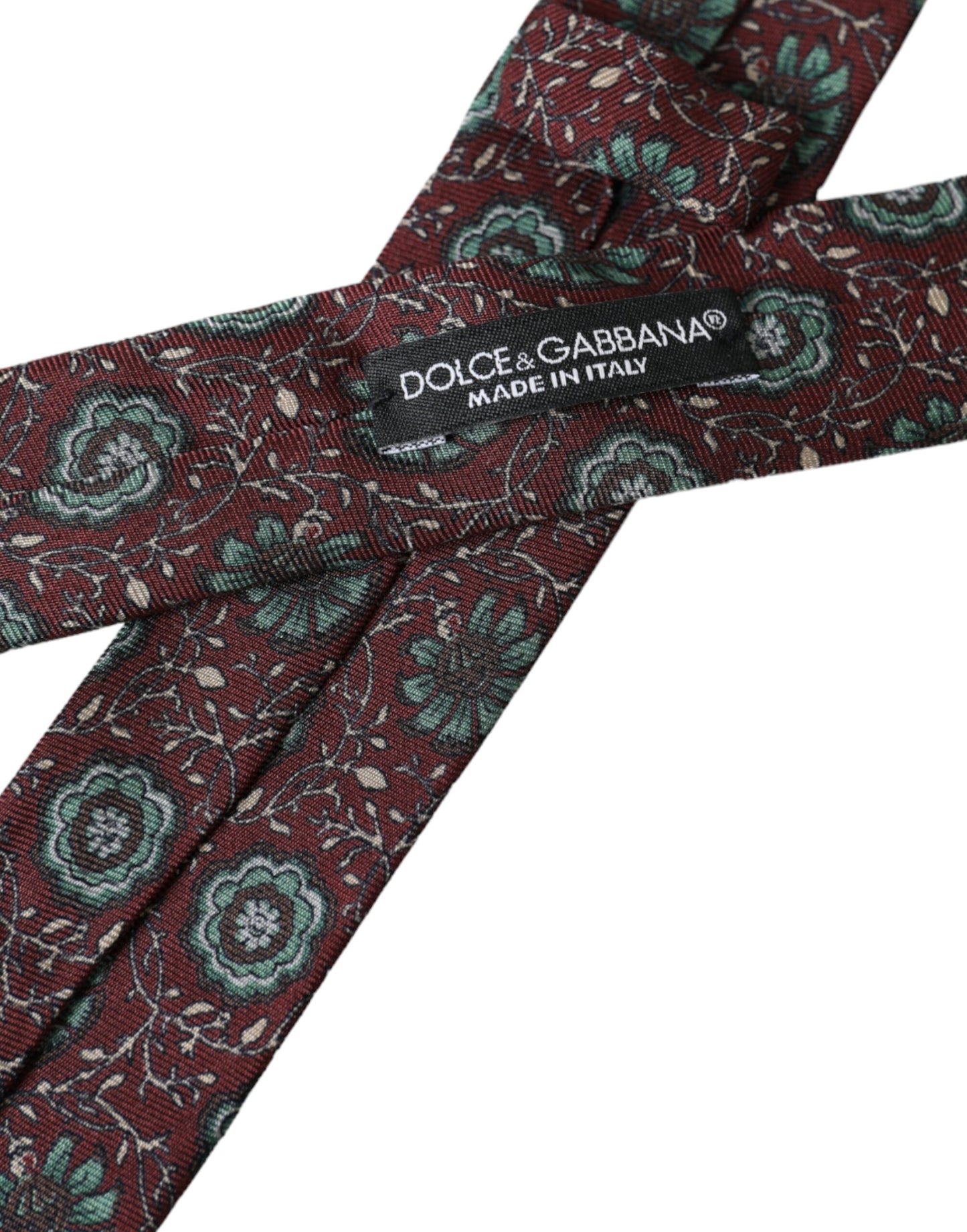 Dolce & Gabbana Cravatta da uomo regolabile in seta 100% con motivo floreale color marrone
